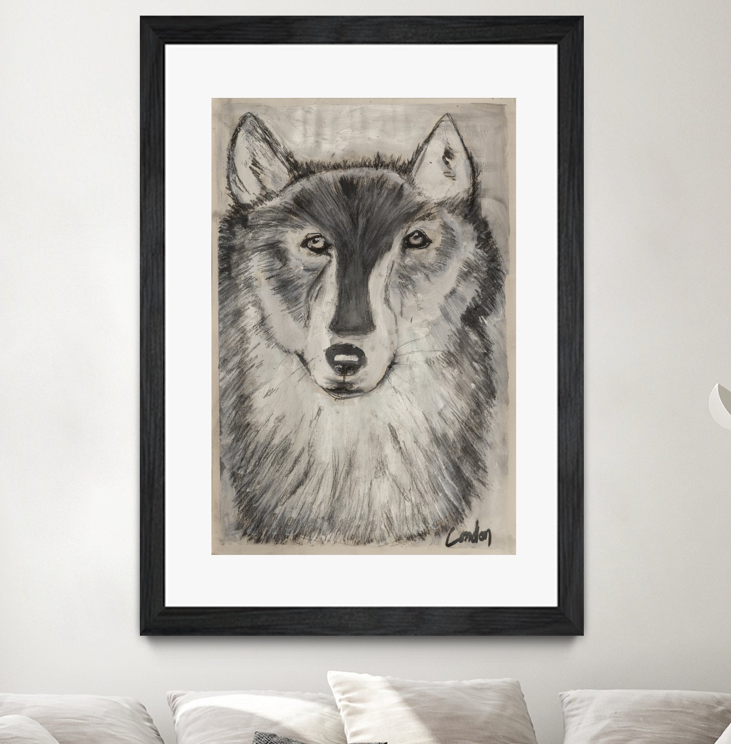 Wolfie by Janet London on GIANT ART - black and white abstract wolf