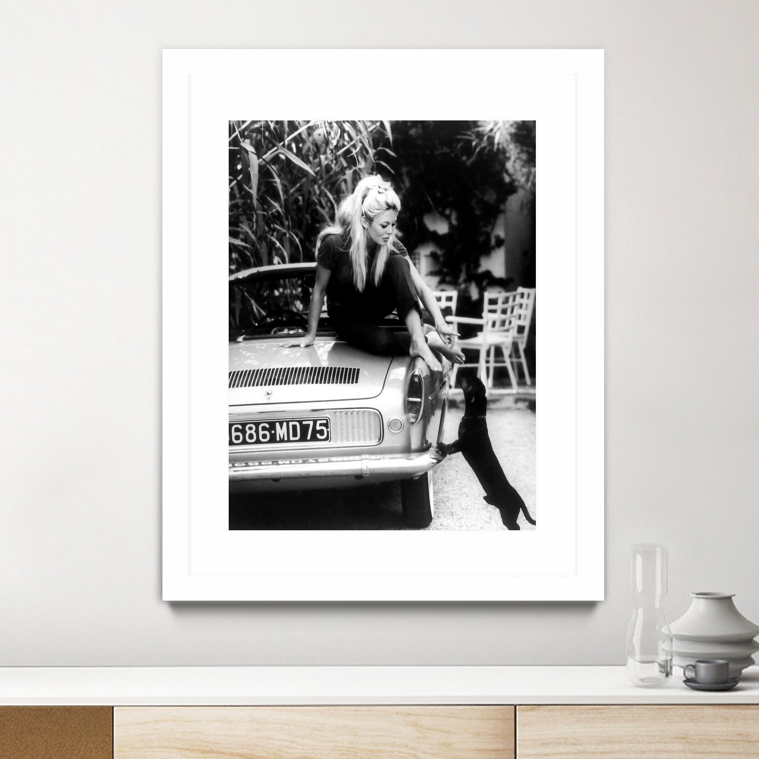 Brigitte Bardot  with her dog in St. Tropez, 1962 by M Studio on GIANT ART - black and white photographie bardot