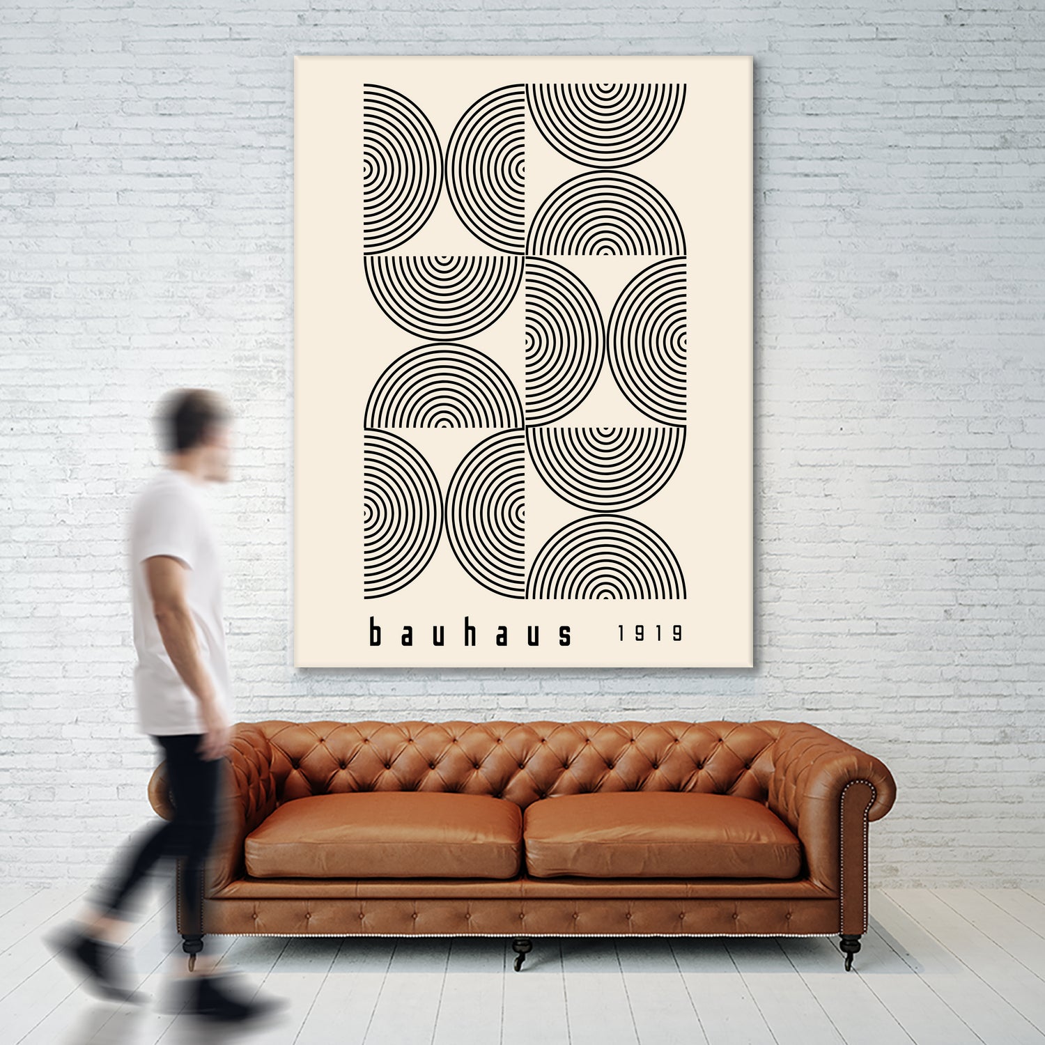 Bauhaus 1919 by M studio on GIANT ART - beige abstact framed canvas