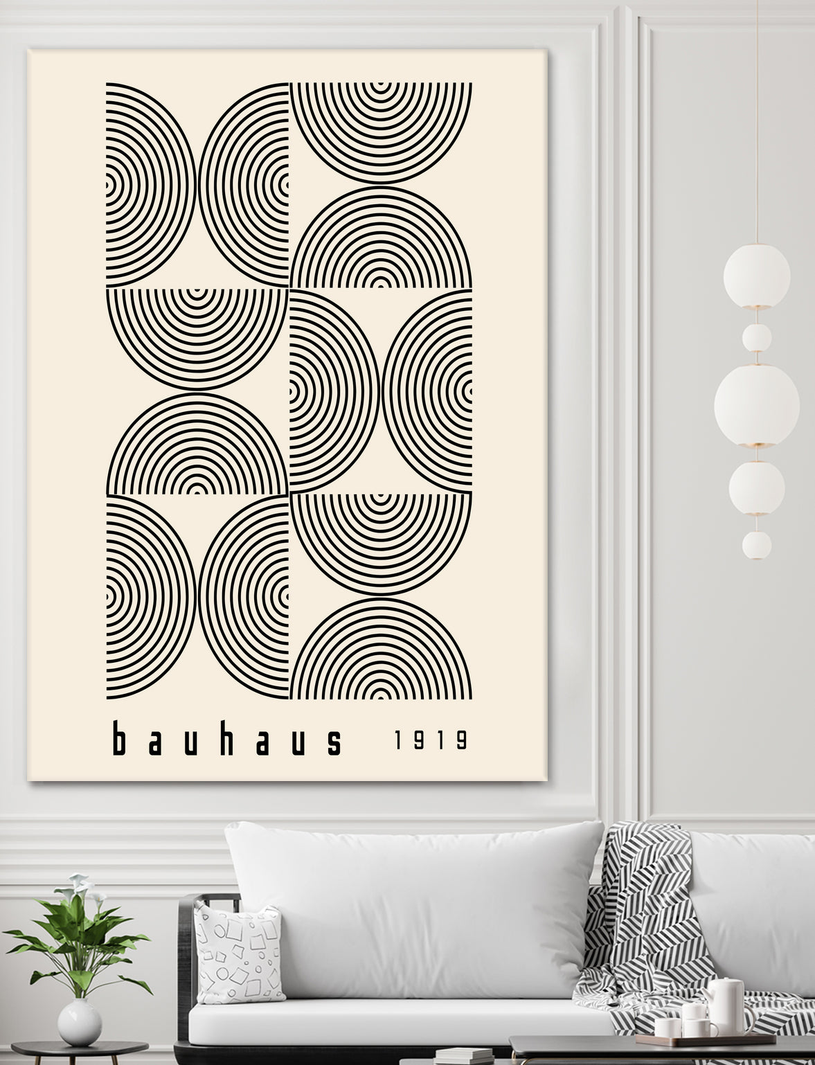 Bauhaus 1919 by M studio on GIANT ART - beige abstact framed canvas