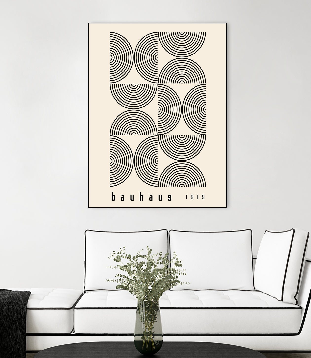 Bauhaus 1919 by M studio on GIANT ART - beige abstact framed canvas