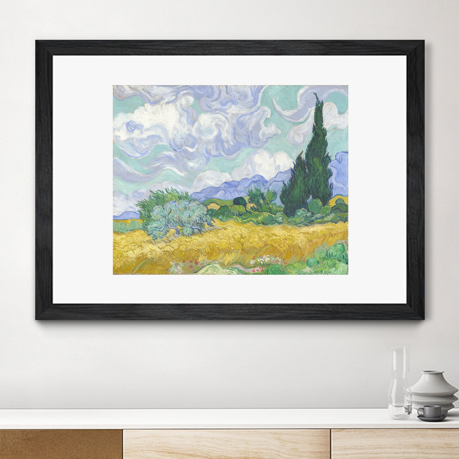 Wheat Field with Cypresses by Vincent Van Gogh on GIANT ART - green masters