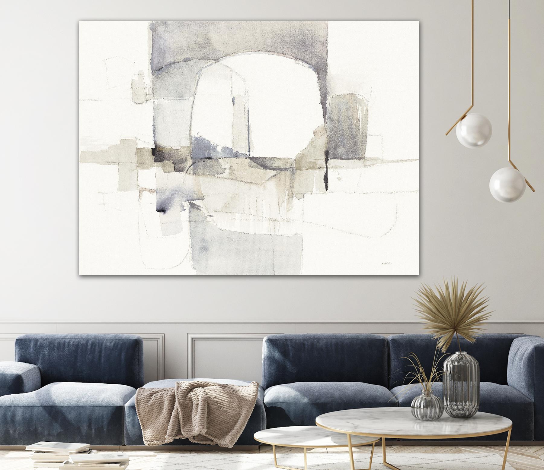 Improvisation I Gray by Mike Schick on GIANT ART - white watercolour soft abstract 