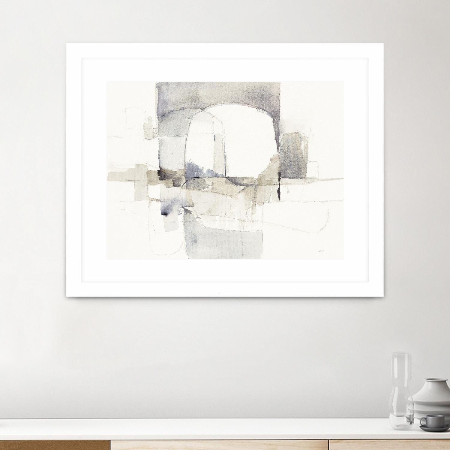 Improvisation I Gray by Mike Schick on GIANT ART - white watercolour soft abstract 