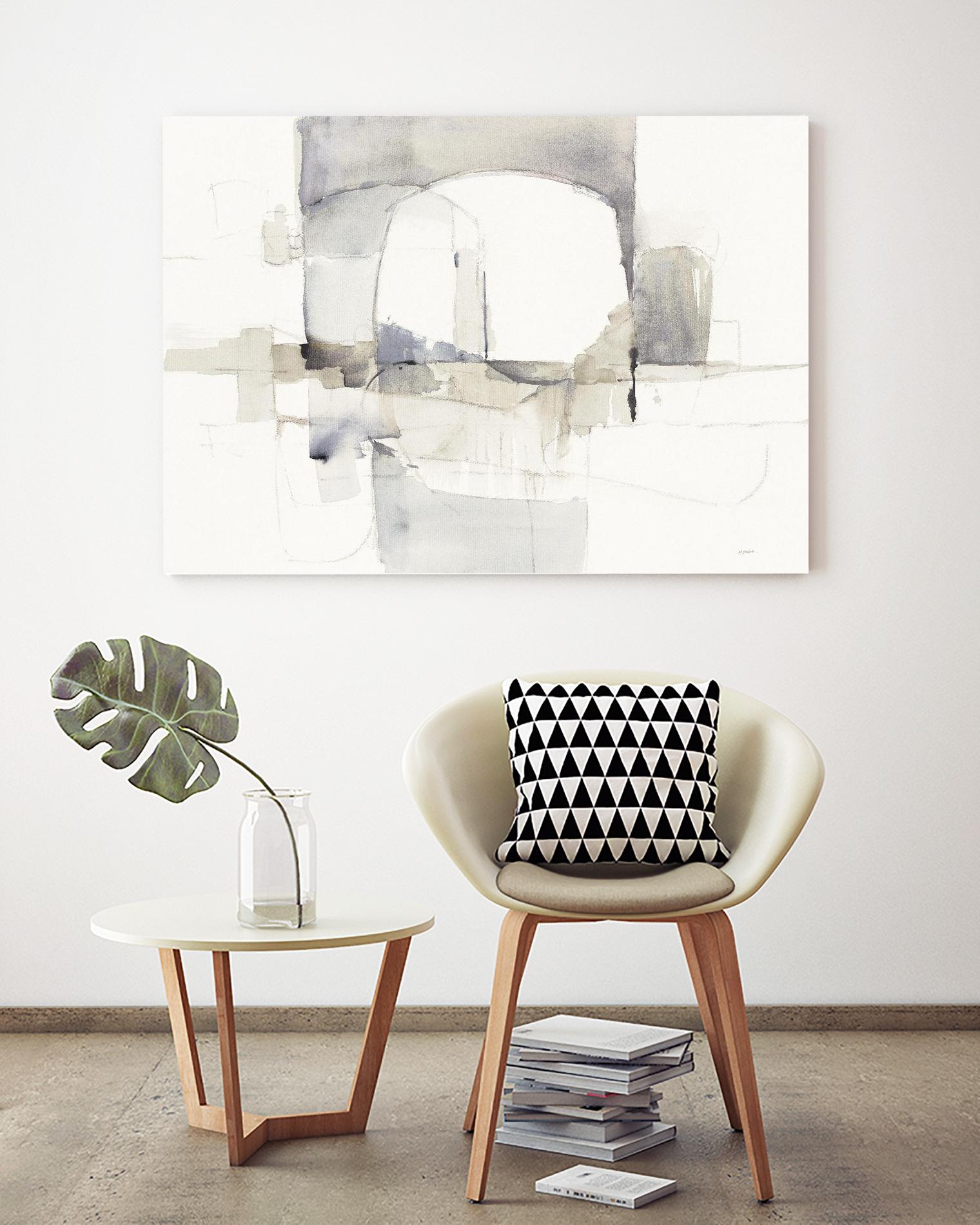 Improvisation I Gray by Mike Schick on GIANT ART - white watercolour soft abstract 