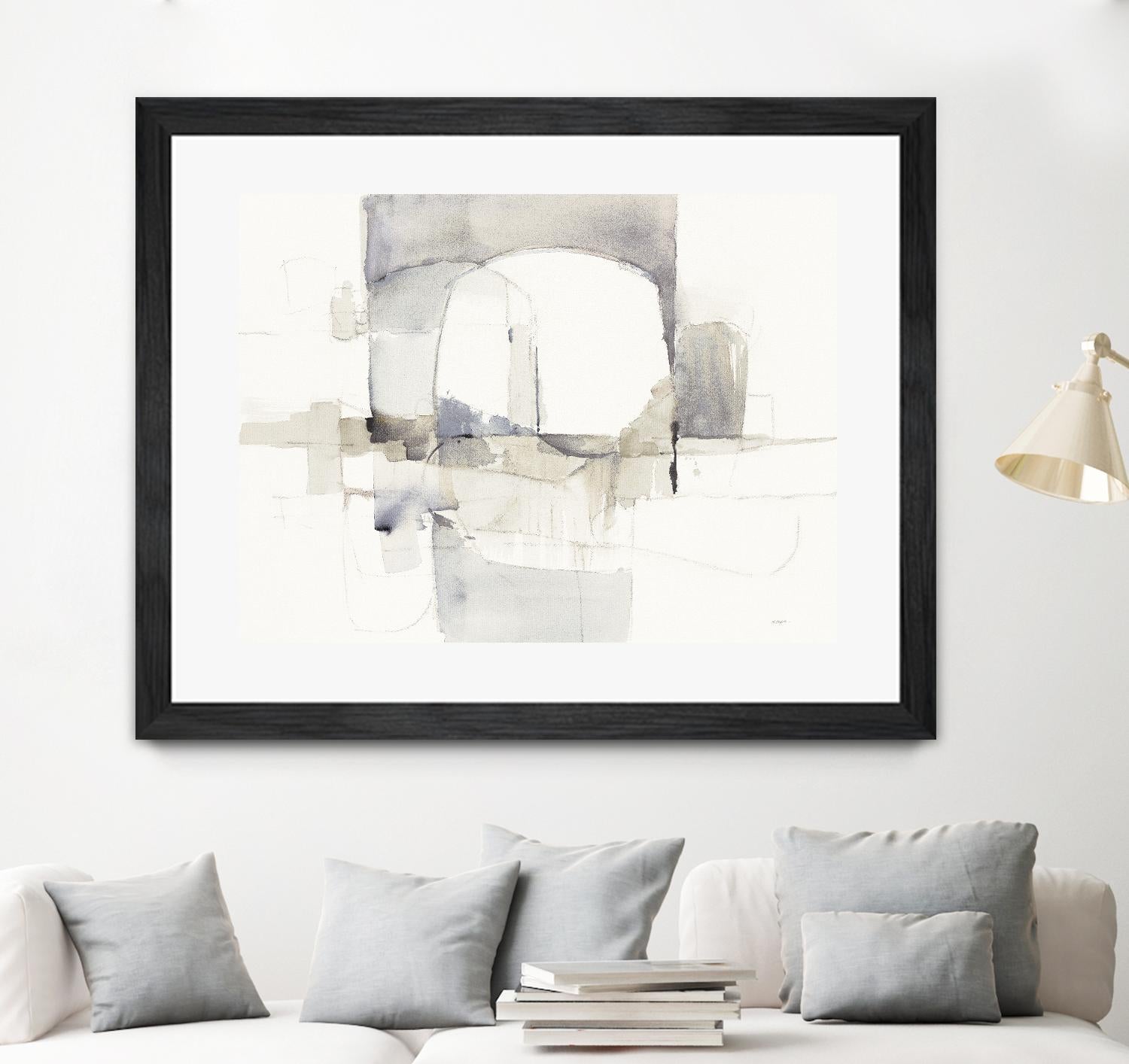 Improvisation I Gray by Mike Schick on GIANT ART - white watercolour soft abstract 