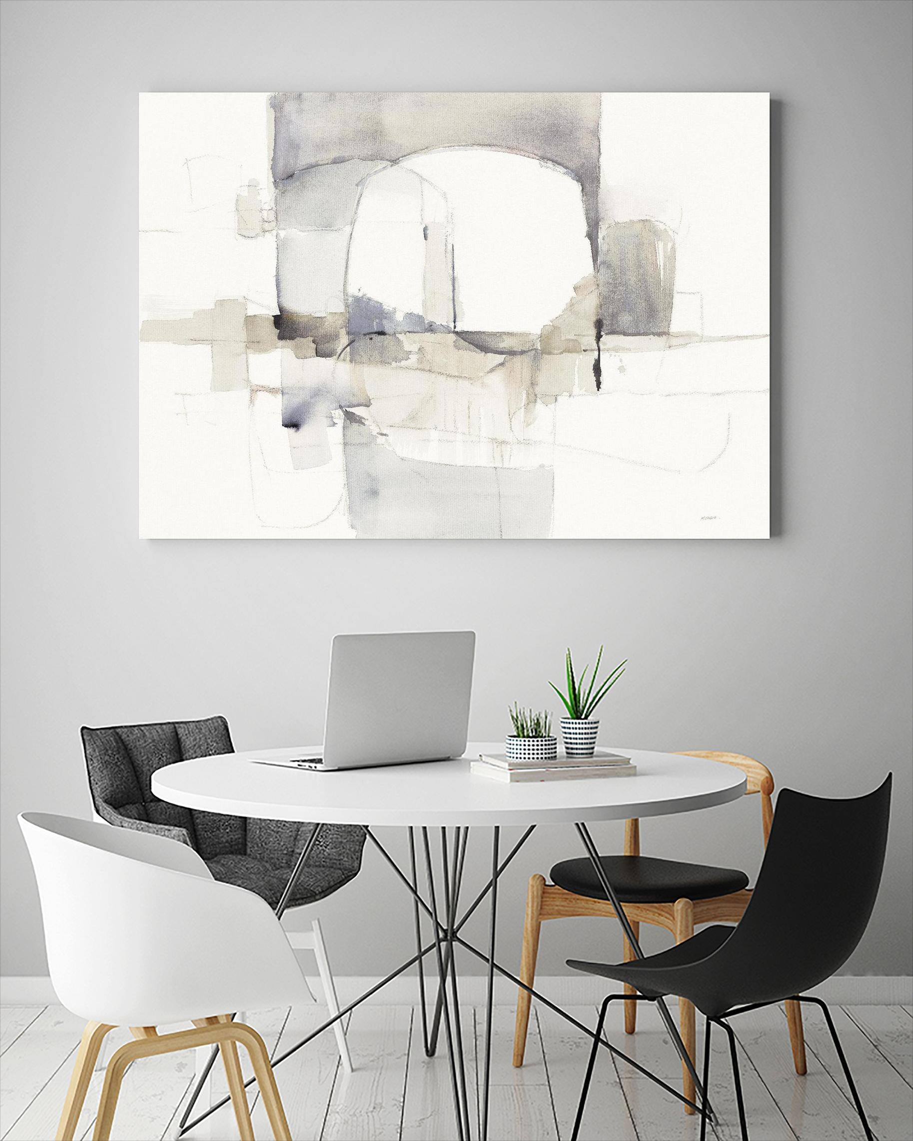 Improvisation I Gray by Mike Schick on GIANT ART - white watercolour soft abstract 