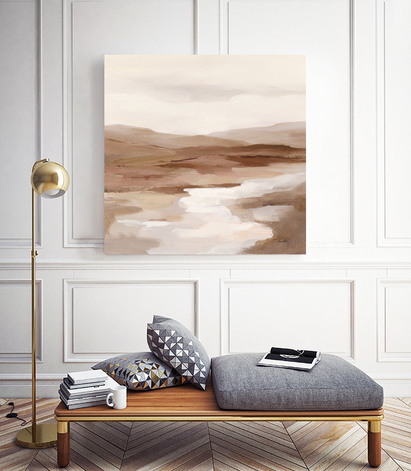 Cinnamon Riverbank I Light by Silvia Vassileva on GIANT ART - banks abstract