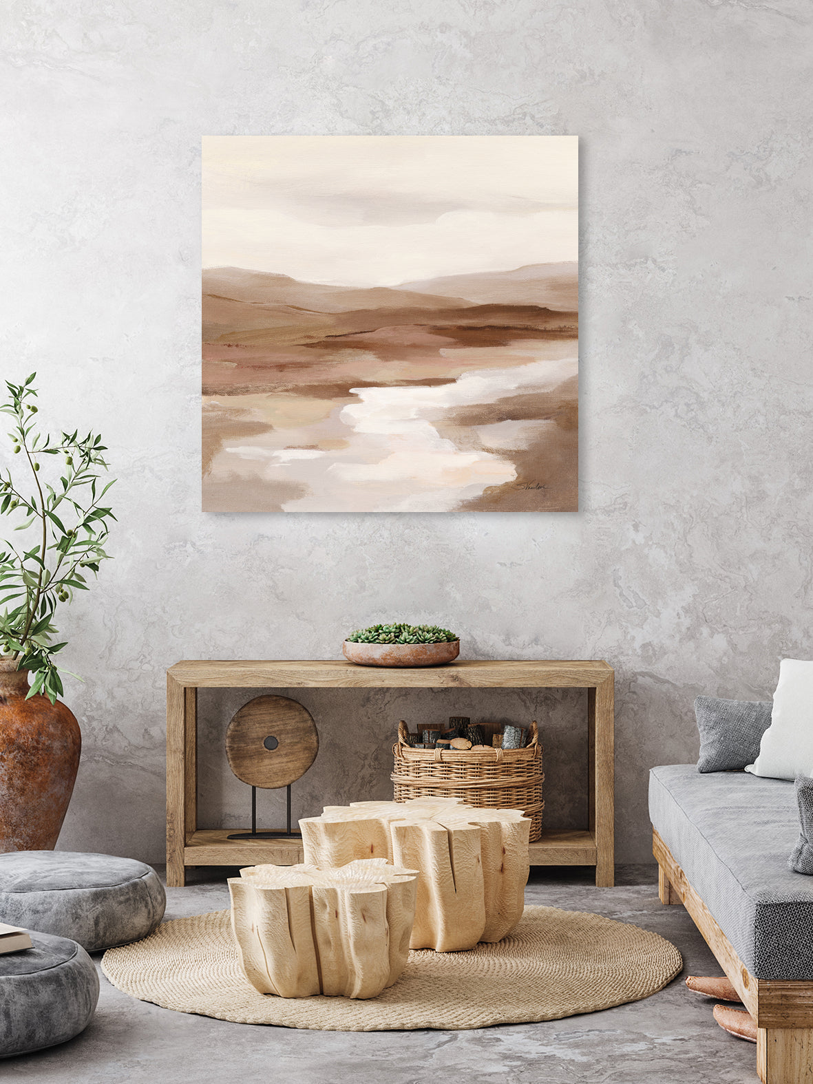 Cinnamon Riverbank I Light by Silvia Vassileva on GIANT ART - banks abstract