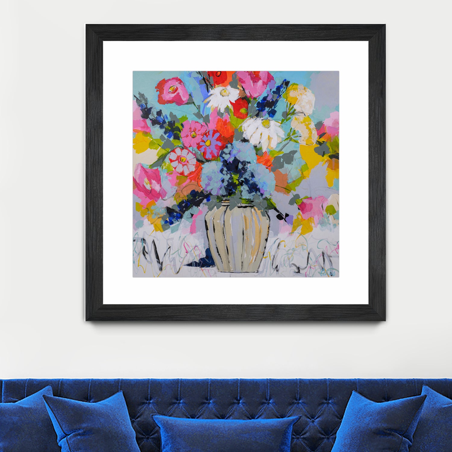 A Vibrant Floral No. 1 by Joan Curtis on GIANT ART - blue contemporary