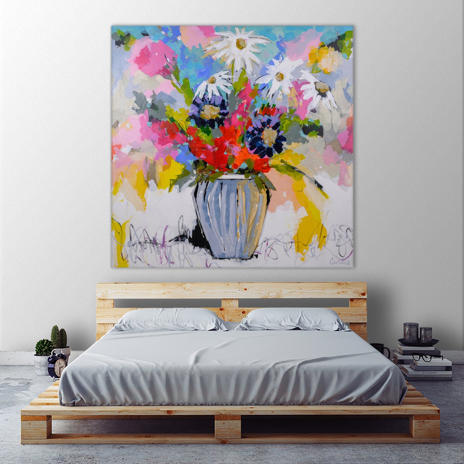 A Vibrant Floral No. 2 by Joan Curtis on GIANT ART - blue contemporary