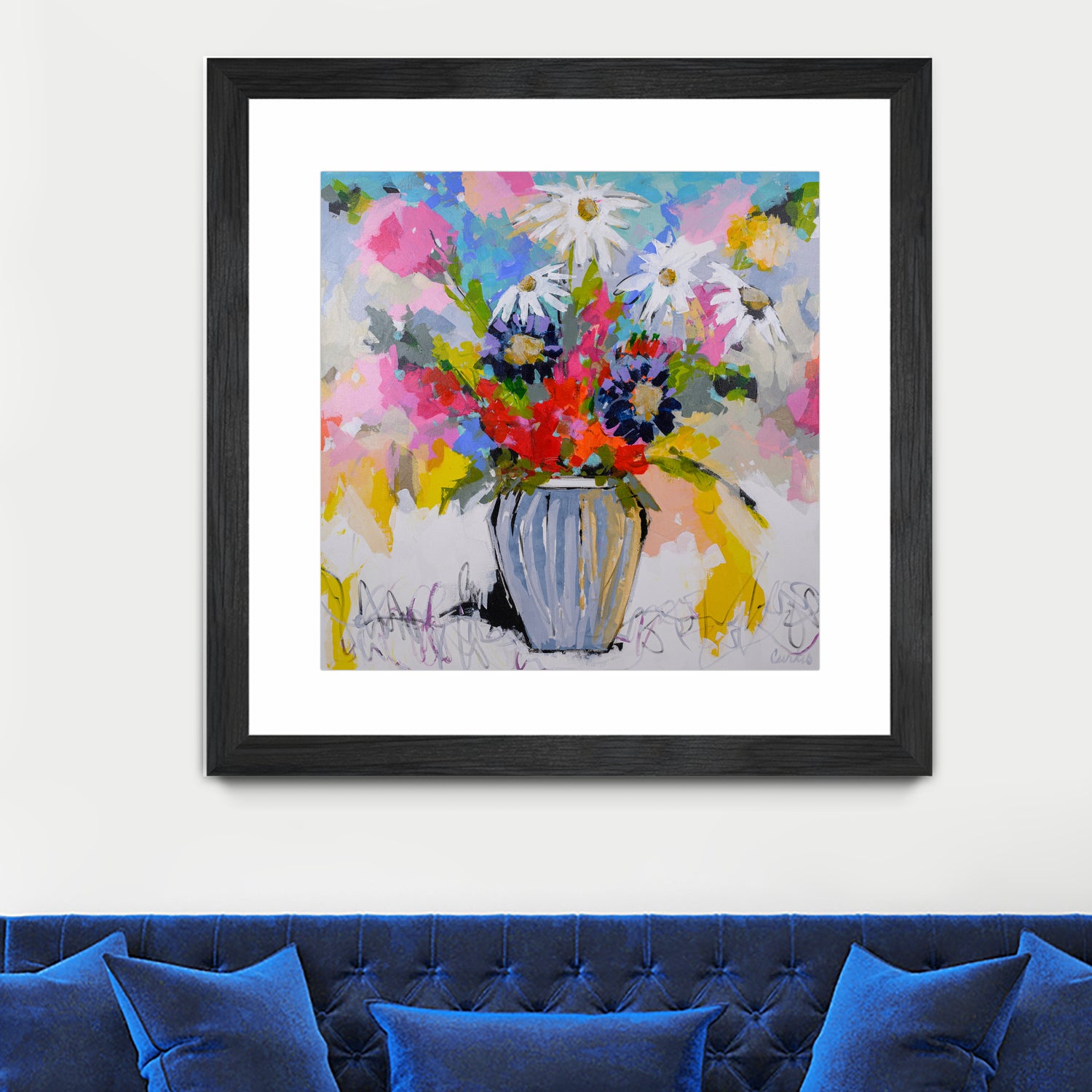 A Vibrant Floral No. 2 by Joan Curtis on GIANT ART - blue contemporary