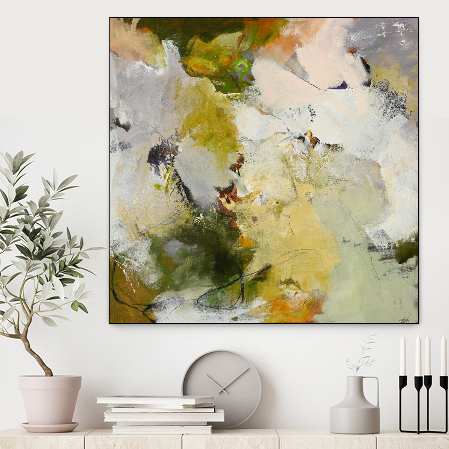 Evergreen 2 by Design Fabrikken on GIANT ART - gold floral/still life