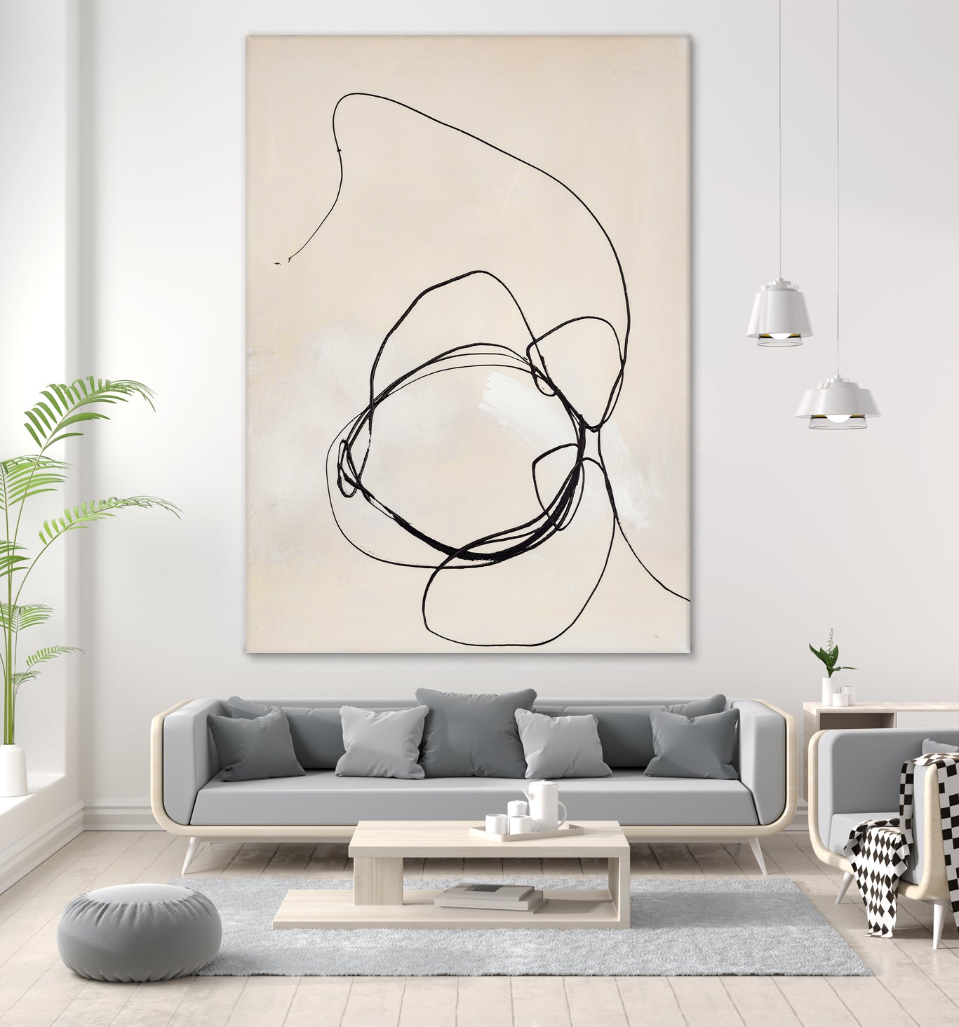 Fine Line 5 by Design Fabrikken on GIANT ART - beige linear