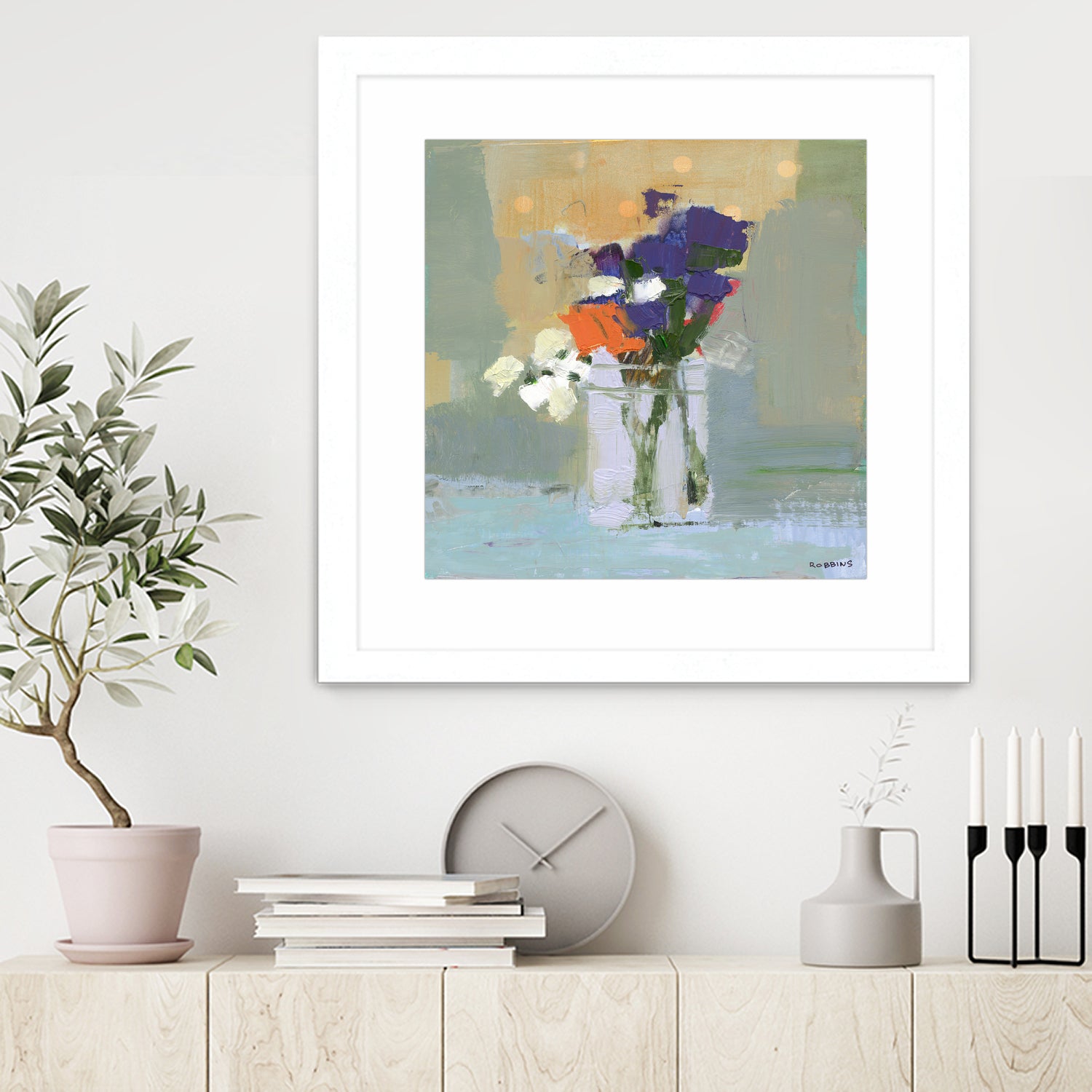 Bouquet With Polka Dots No. 8 by Kathleen Robbins on GIANT ART - gray contemporary