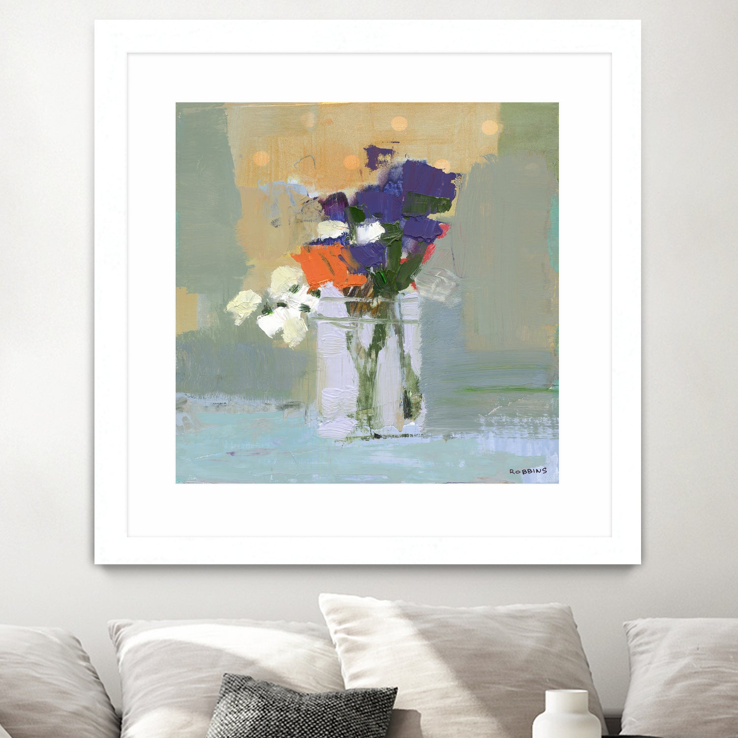 Bouquet With Polka Dots No. 8 by Kathleen Robbins on GIANT ART - gray contemporary