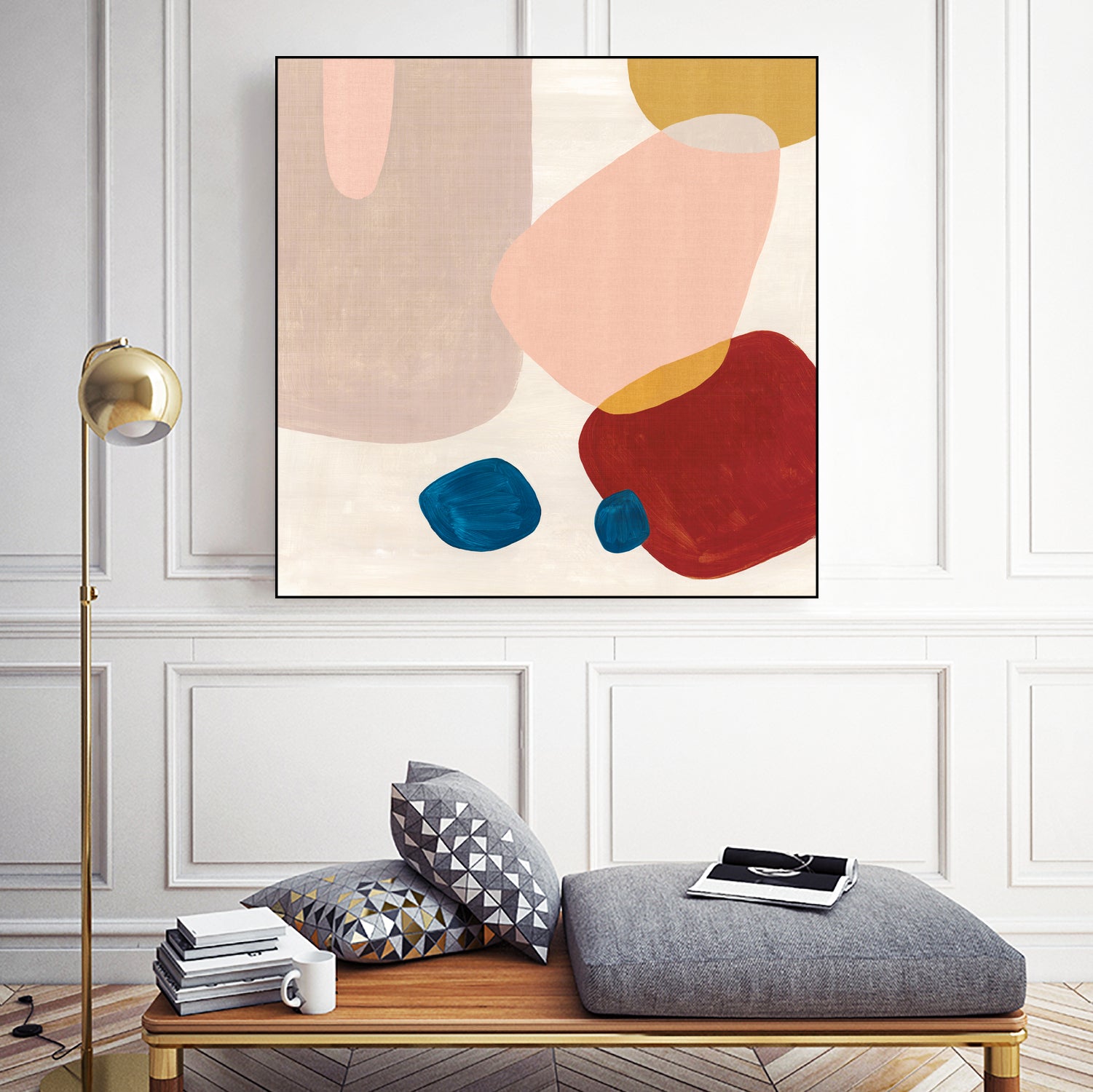 Pink Pebbles III by Eva Watts on GIANT ART - blue  shapes 