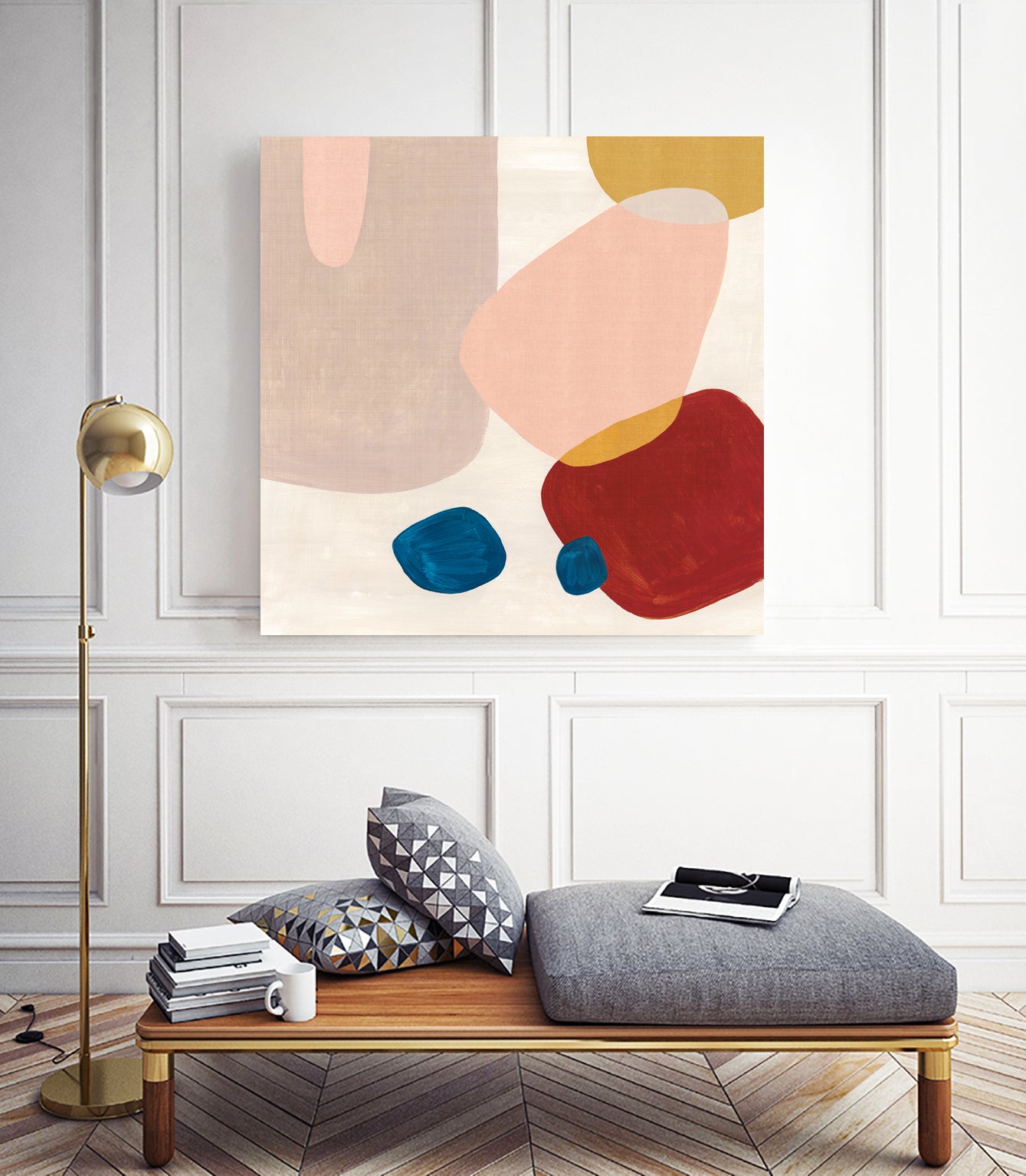 Pink Pebbles III by Eva Watts on GIANT ART - blue  shapes 