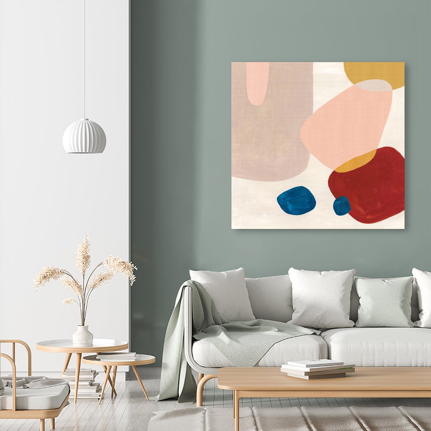 Pink Pebbles III by Eva Watts on GIANT ART - blue  shapes 