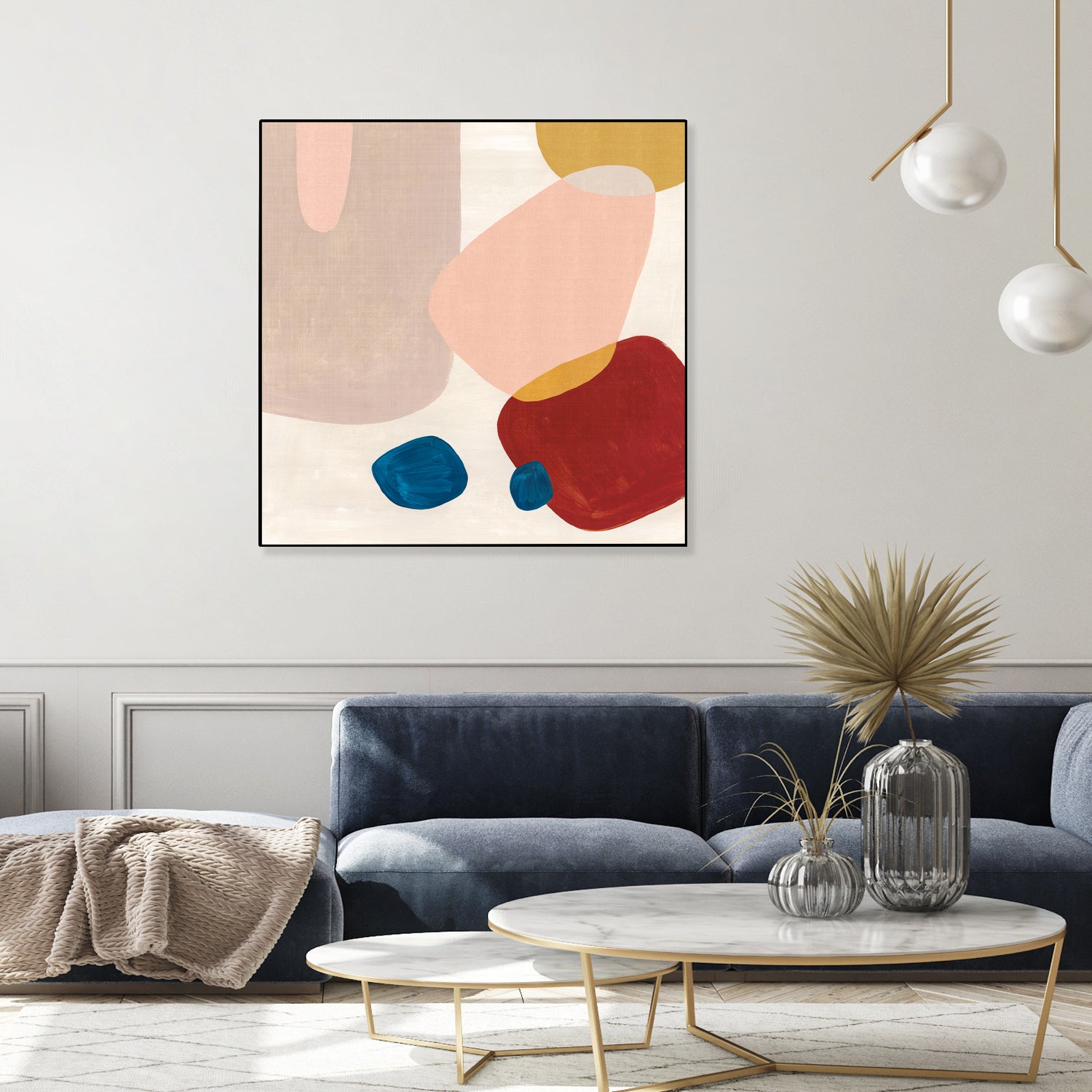 Pink Pebbles III by Eva Watts on GIANT ART - blue  shapes 