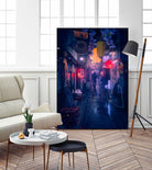 Tokyo Blue Rain by Javier on GIANT ART - night asia