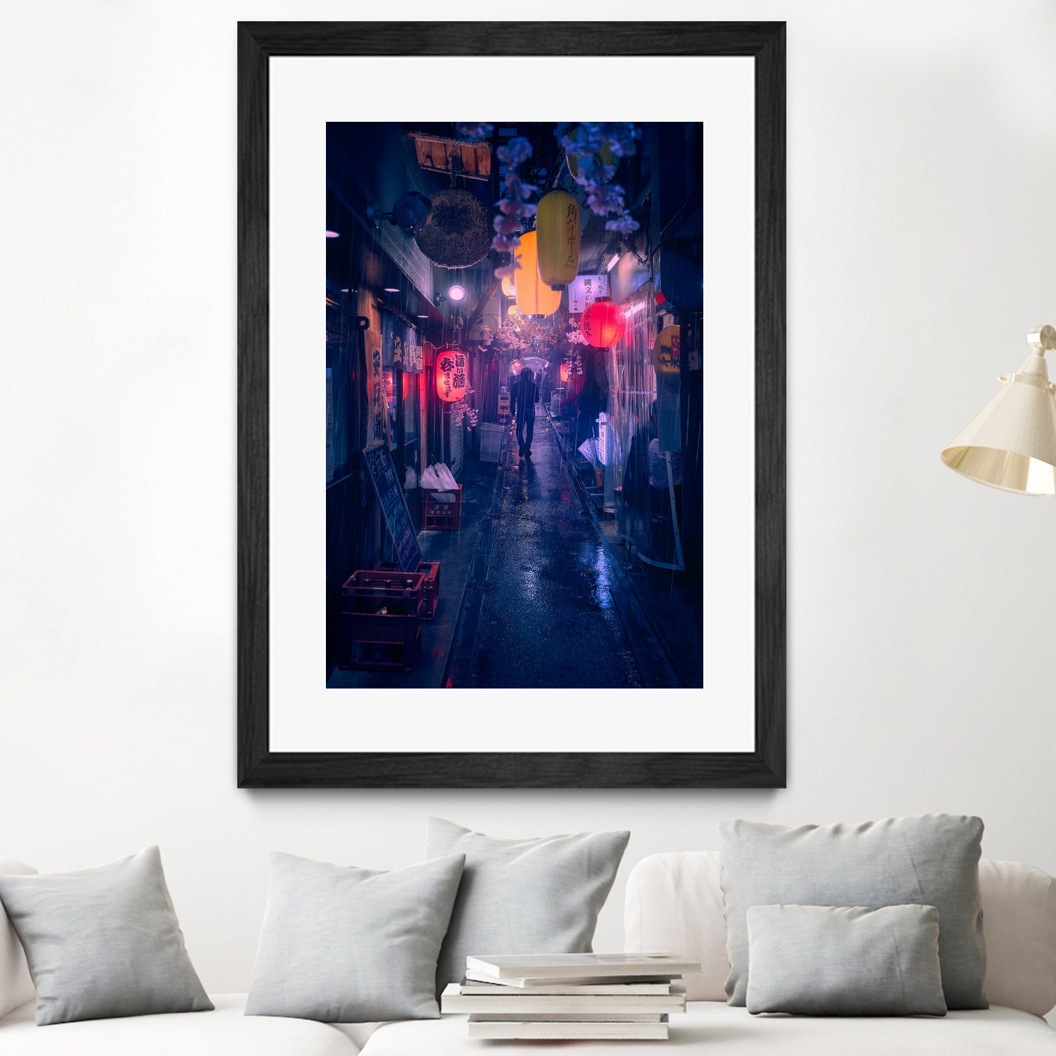 Tokyo Blue Rain by Javier on GIANT ART - night asia