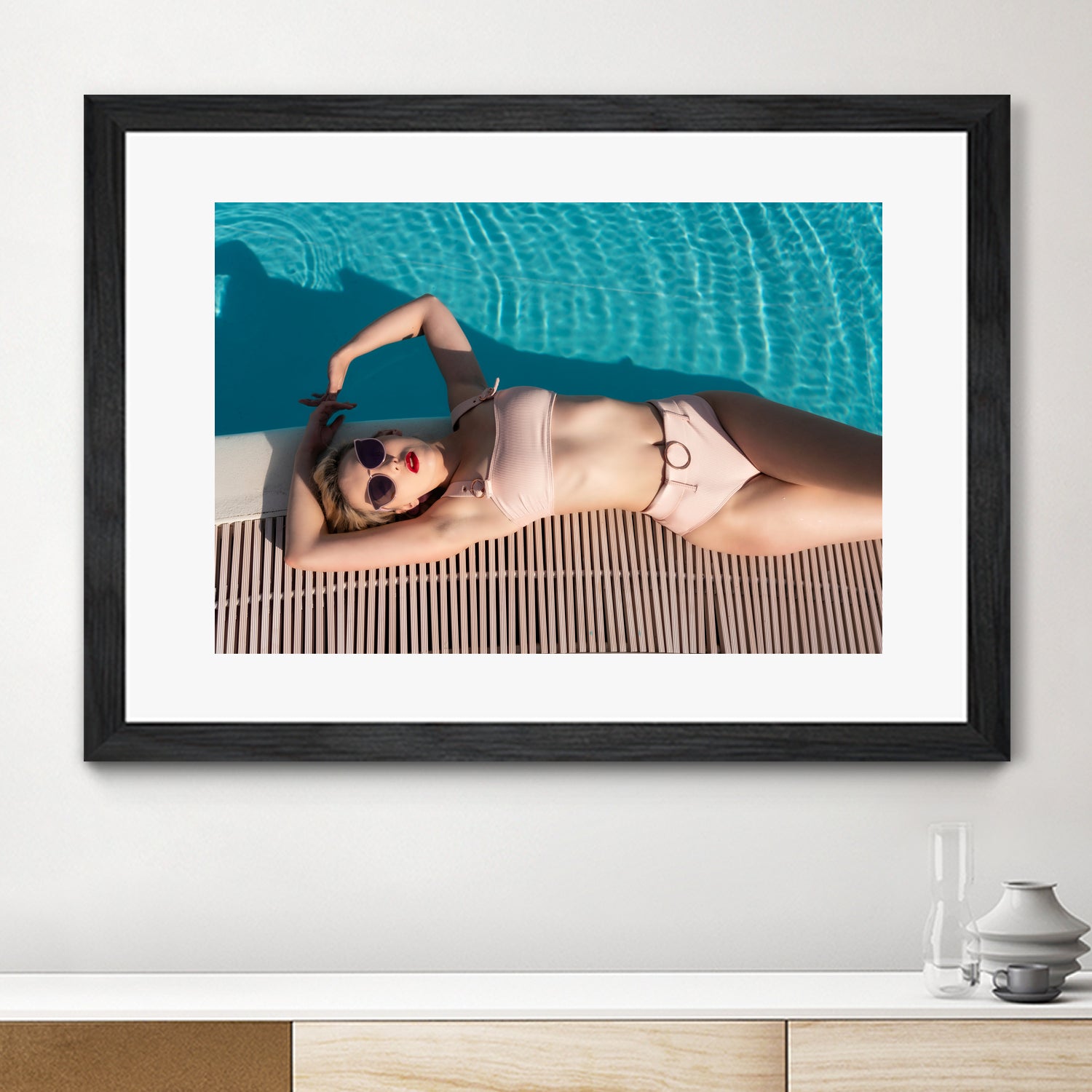 Poolside by Colin on GIANT ART - beige figurative sunbathing