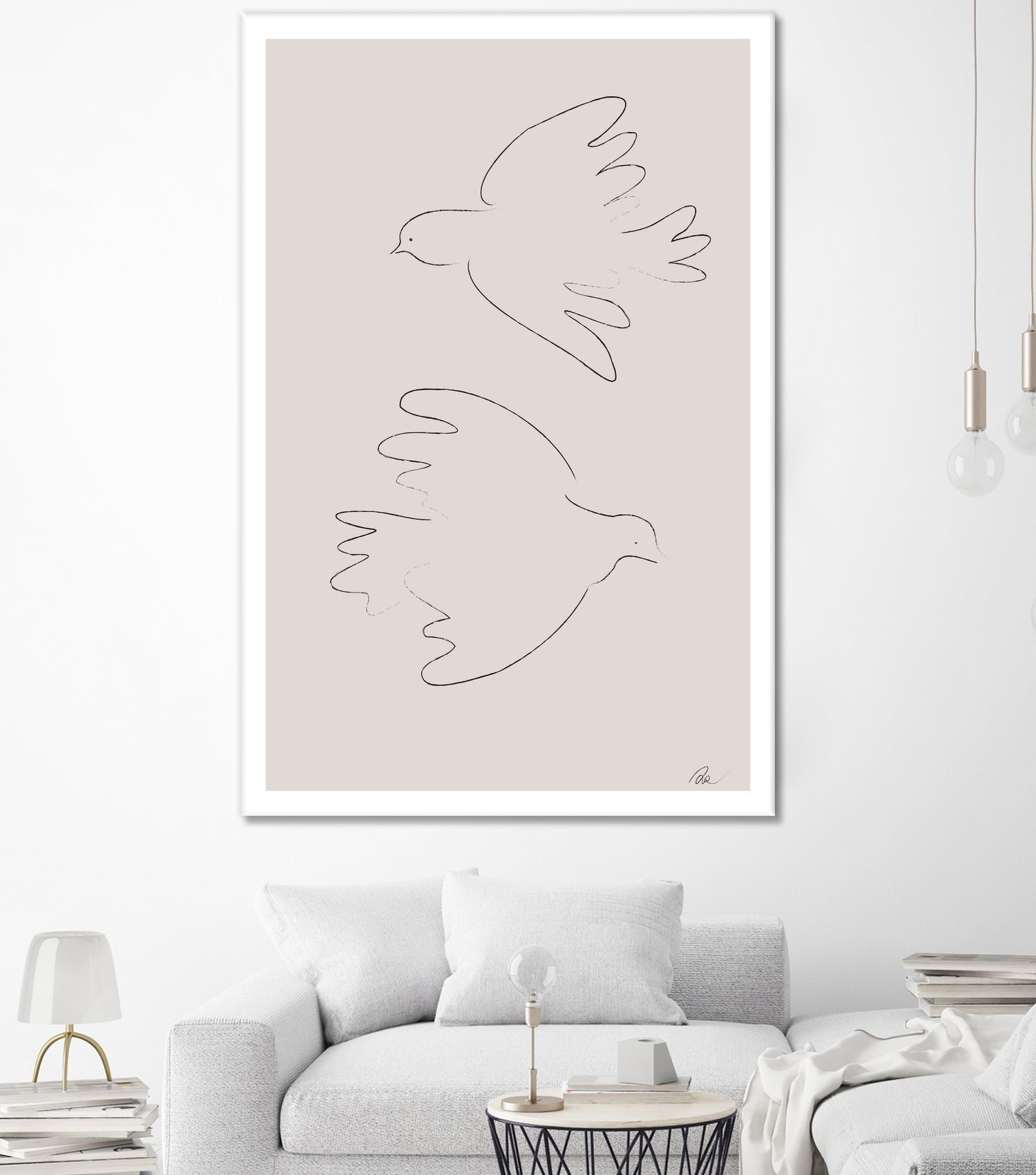 Two Doves by Pictufy on GIANT ART - line art dove