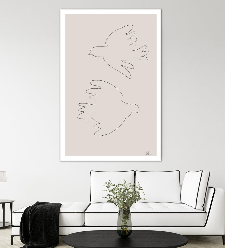 Two Doves by Pictufy on GIANT ART - line art dove