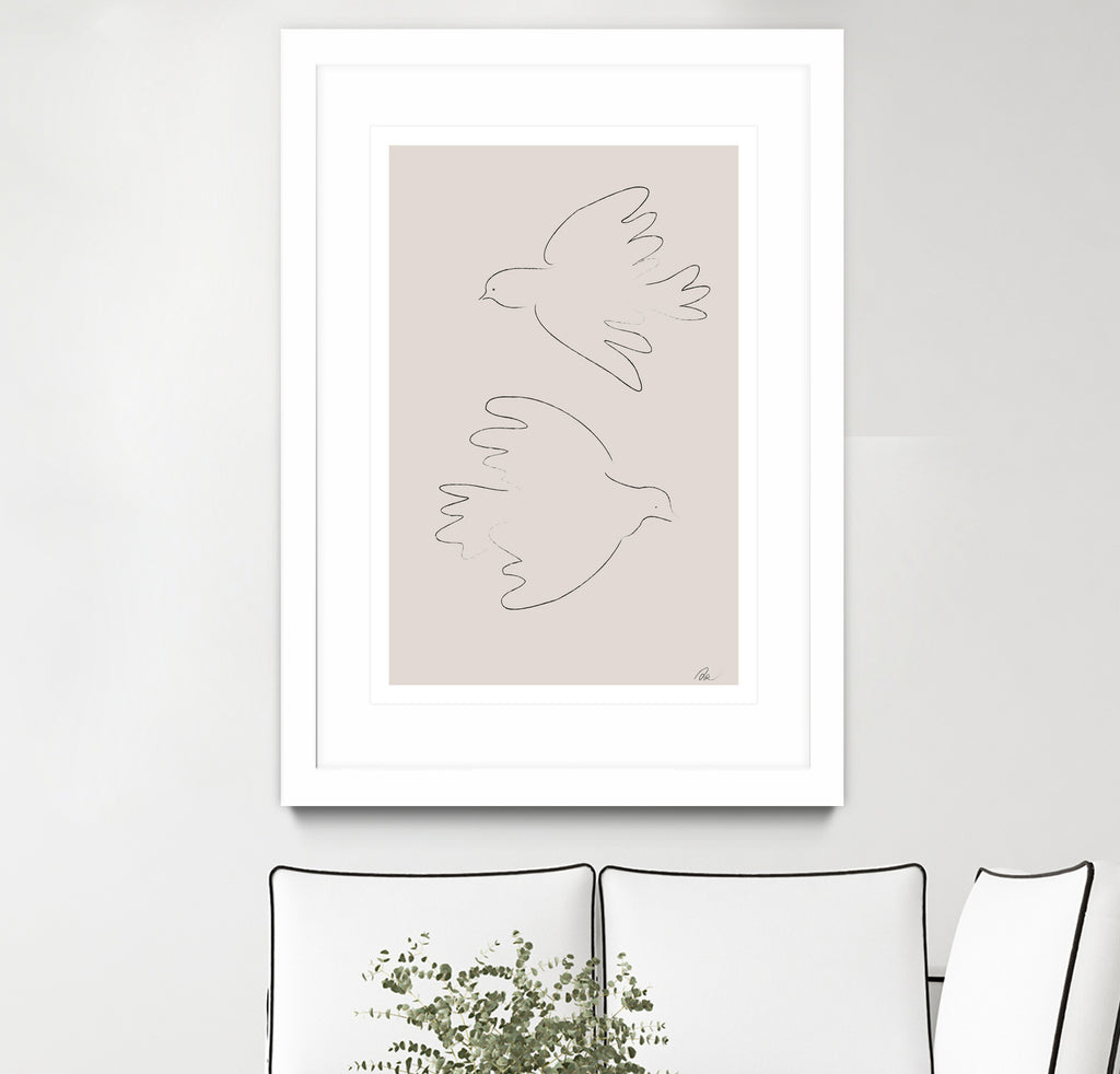 Two Doves by Pictufy on GIANT ART - line art dove