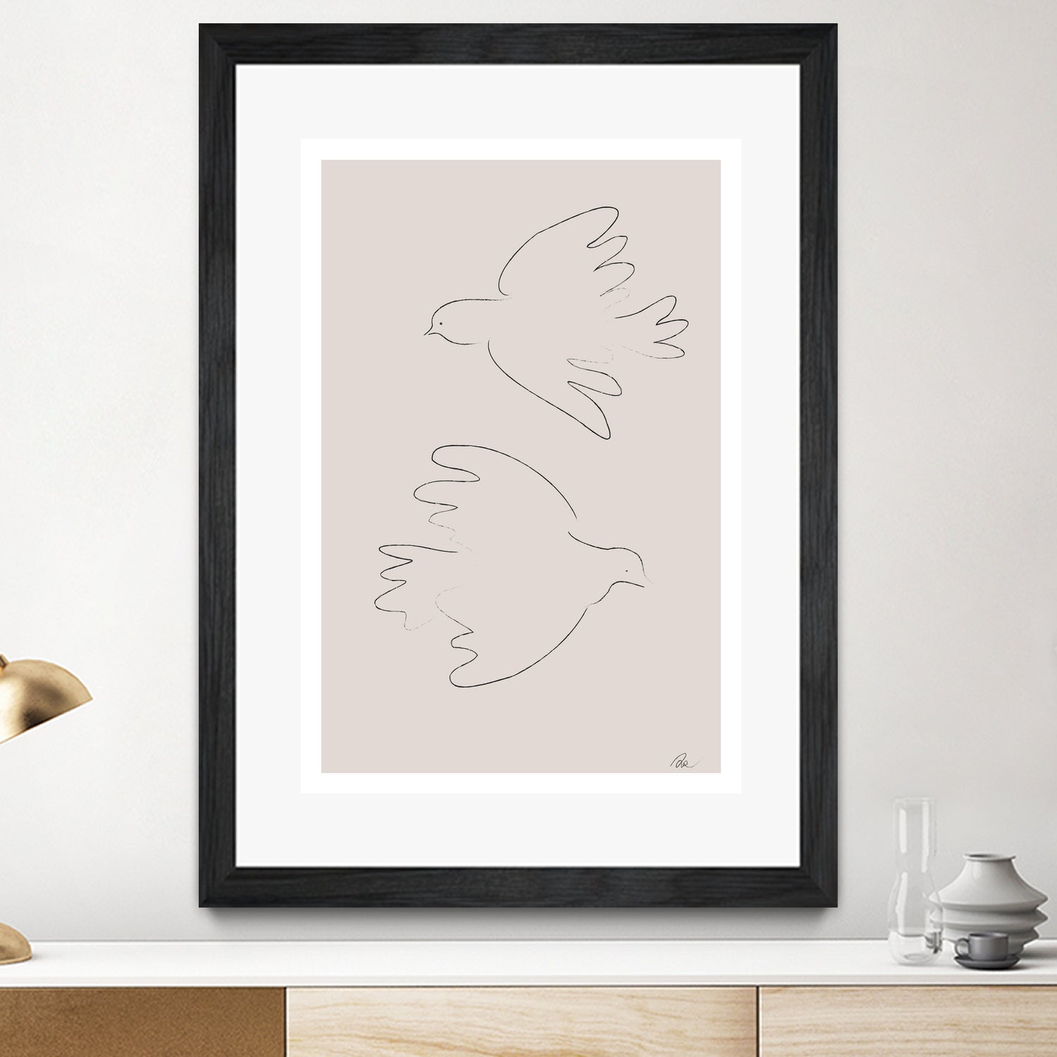 Two Doves by Pictufy on GIANT ART - line art dove