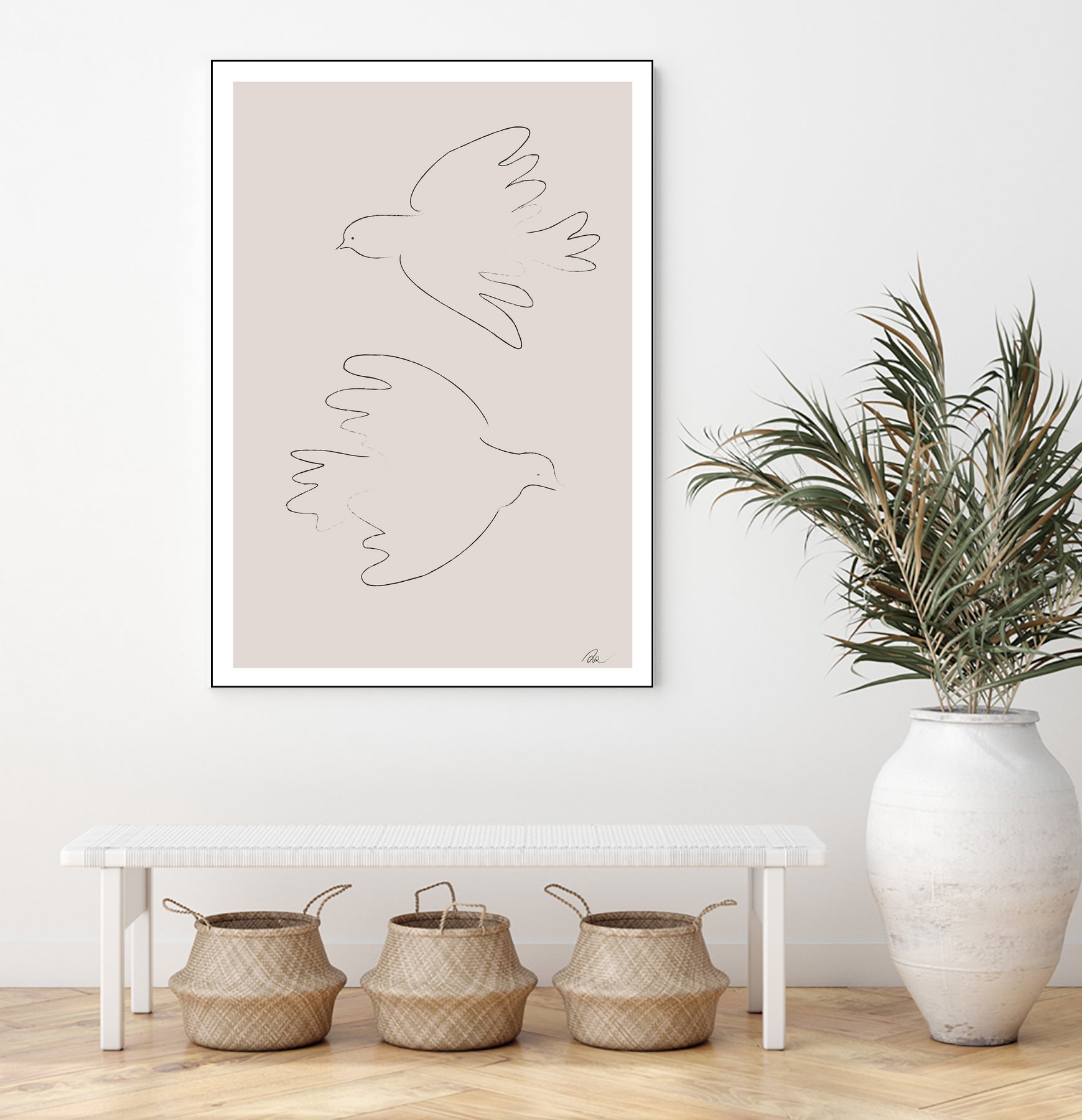 Two Doves by Pictufy on GIANT ART - line art dove