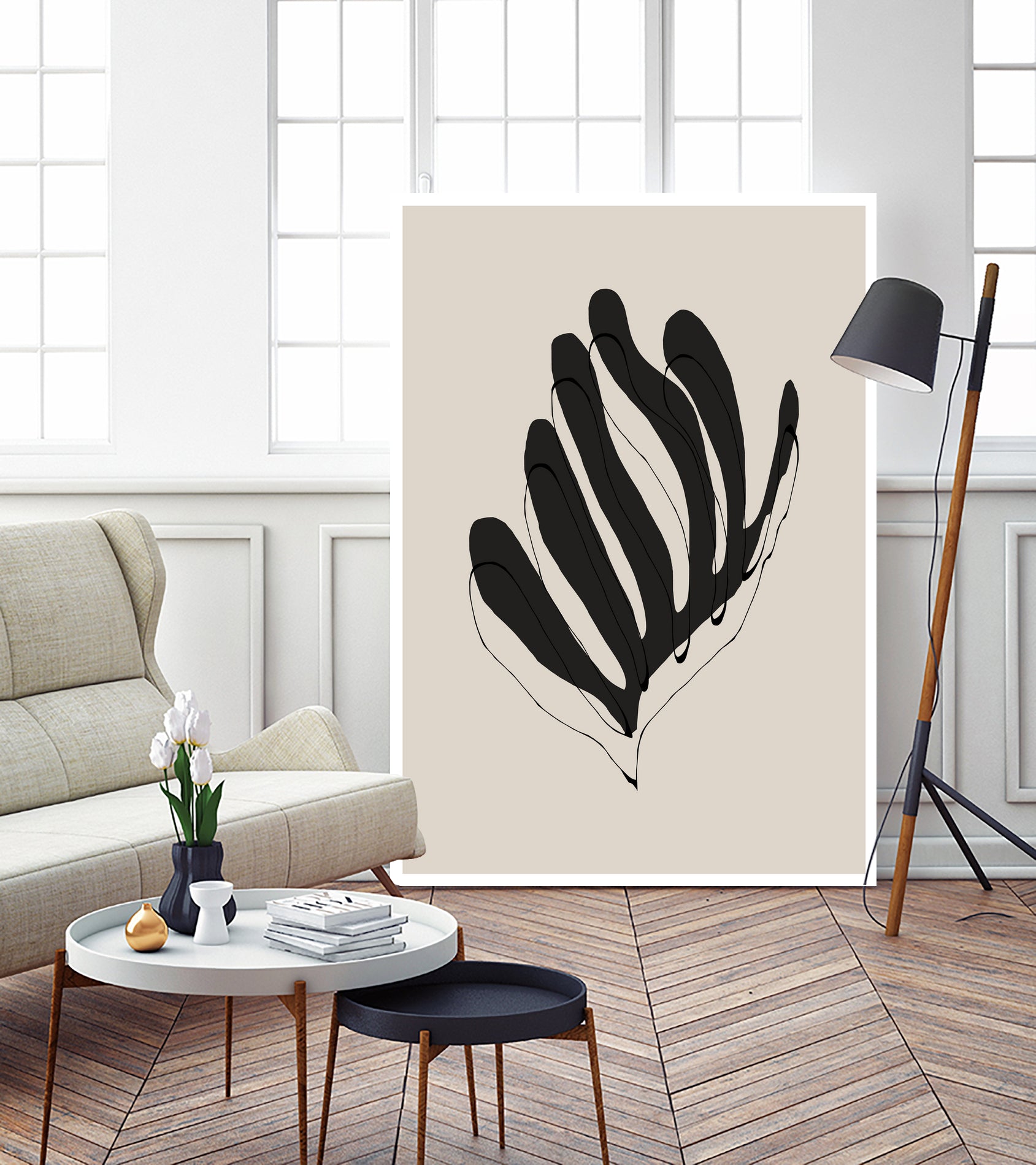 Abstract Leaf Lines by THE MIUUS STUDIO on GIANT ART - flowers and plants minimalist art