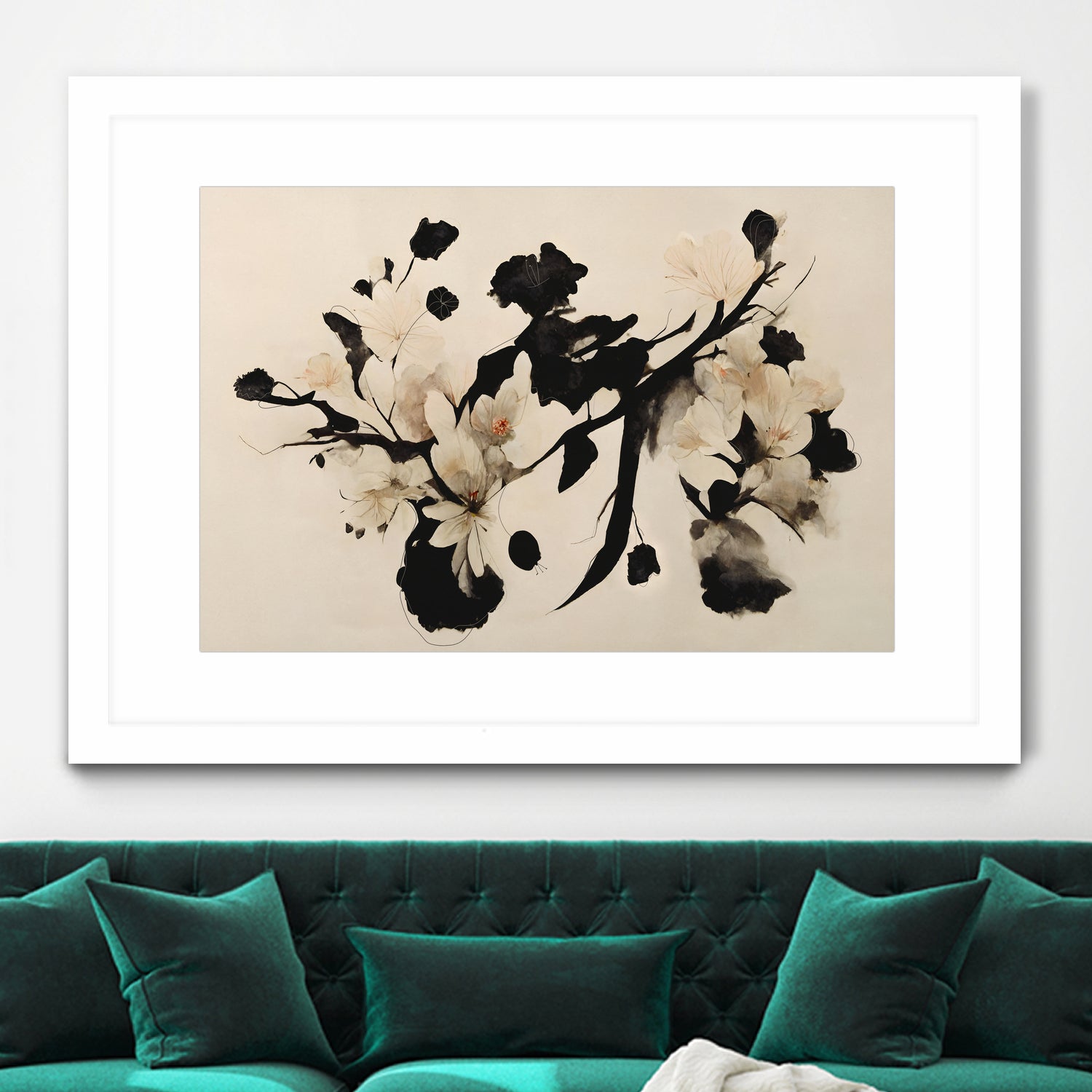 Cherry Blossom Branch by Treechild on GIANT ART - black  framed canvas