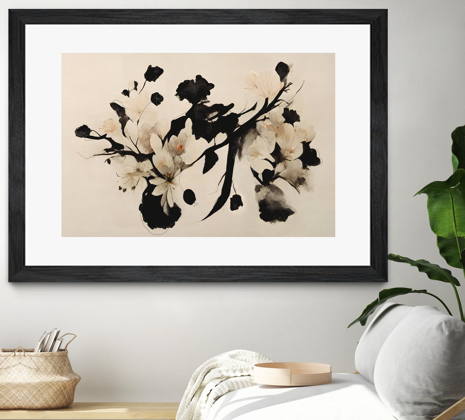 Cherry Blossom Branch by Treechild on GIANT ART - black  framed canvas