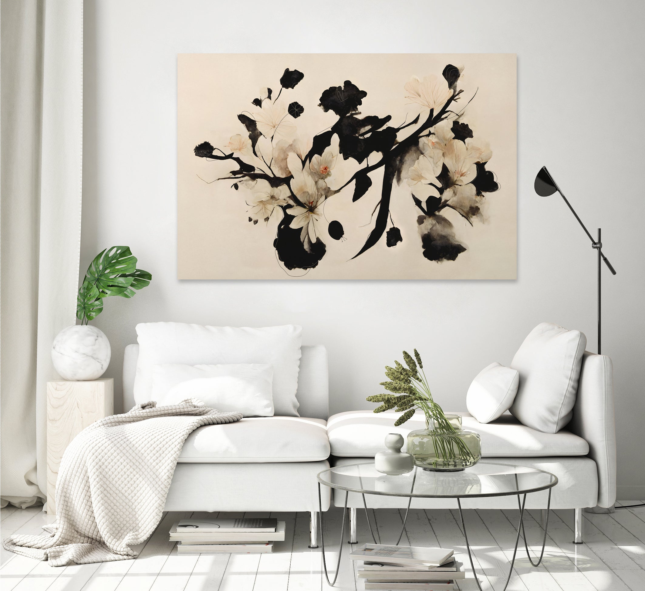 Cherry Blossom Branch by Treechild on GIANT ART - black  framed canvas