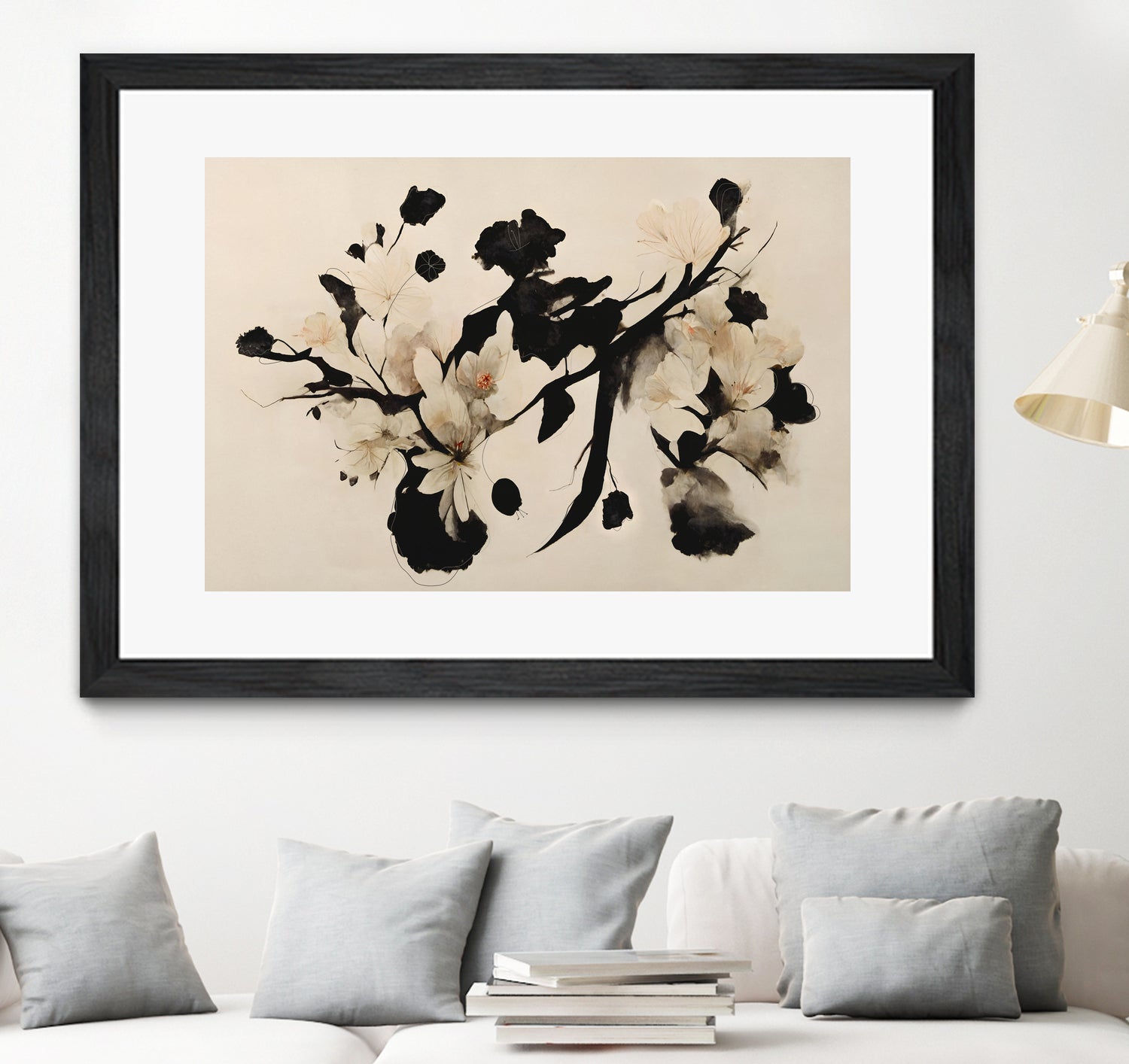 Cherry Blossom Branch by Treechild on GIANT ART - black  framed canvas