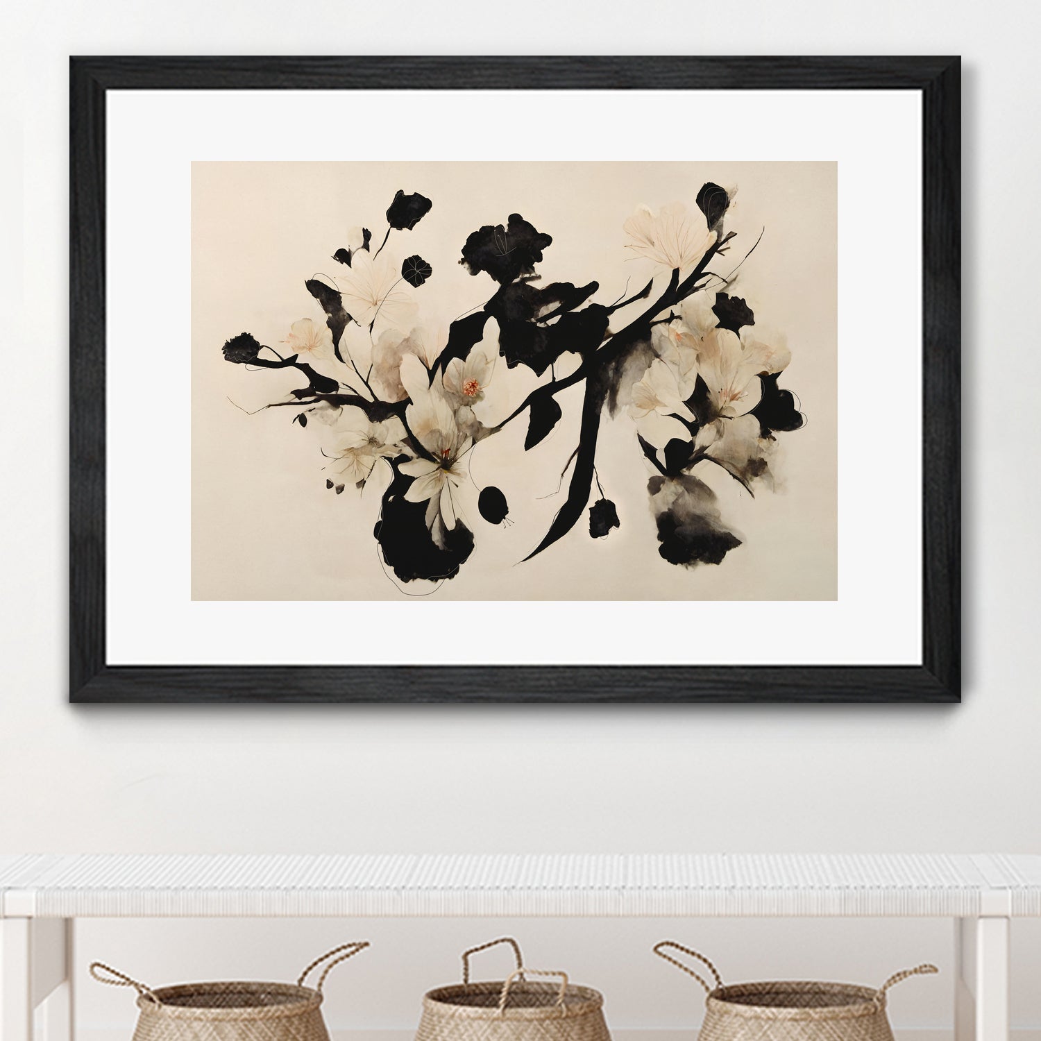 Cherry Blossom Branch by Treechild on GIANT ART - black  framed canvas