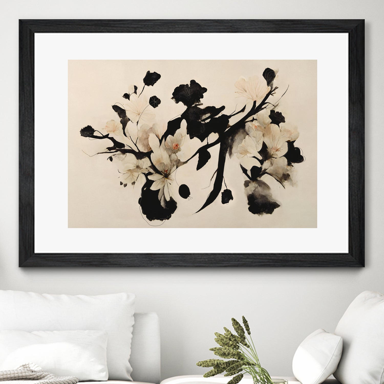Cherry Blossom Branch by Treechild on GIANT ART - black  framed canvas