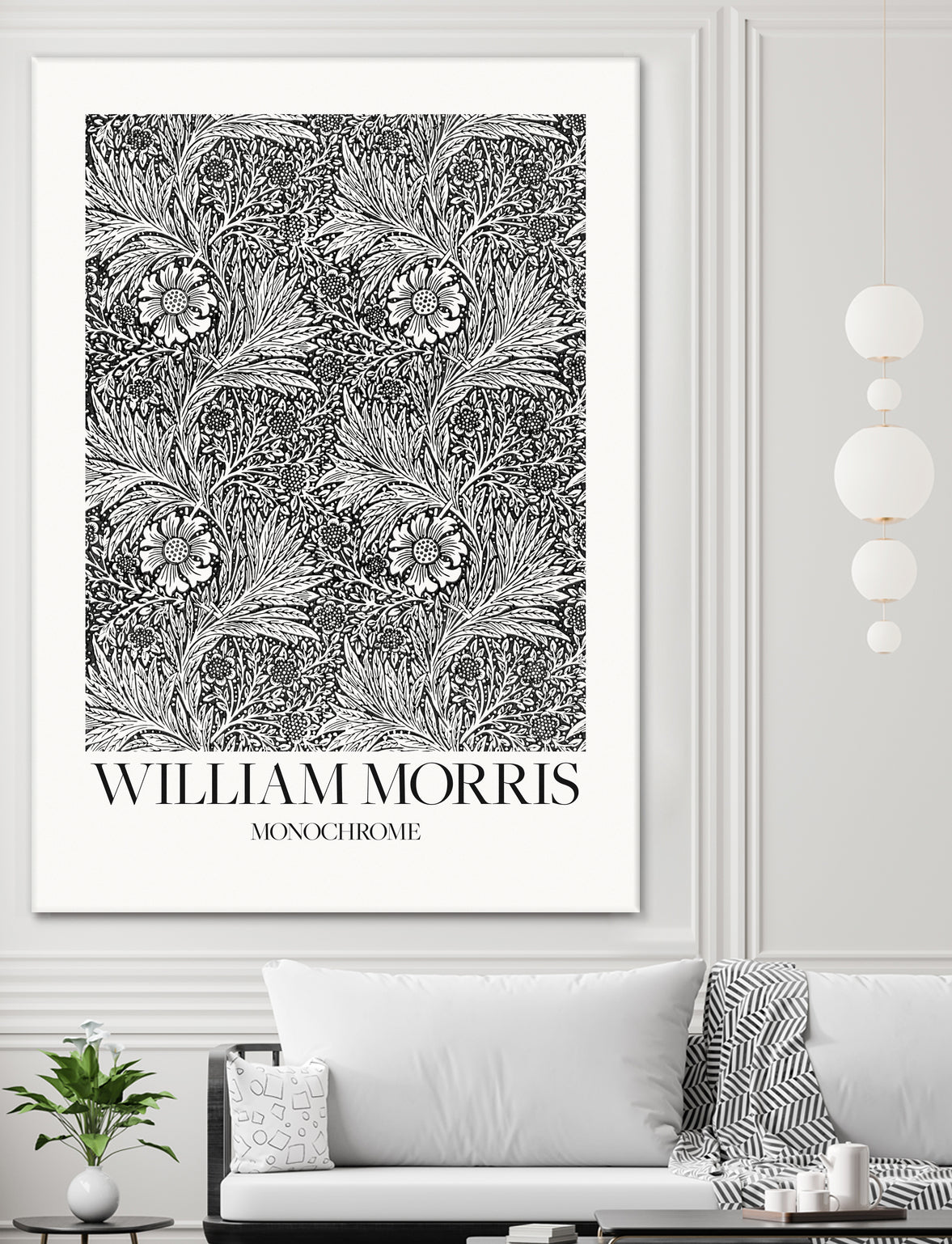 Marigold Monochrome - Art Print by William Morris | GIANT ART