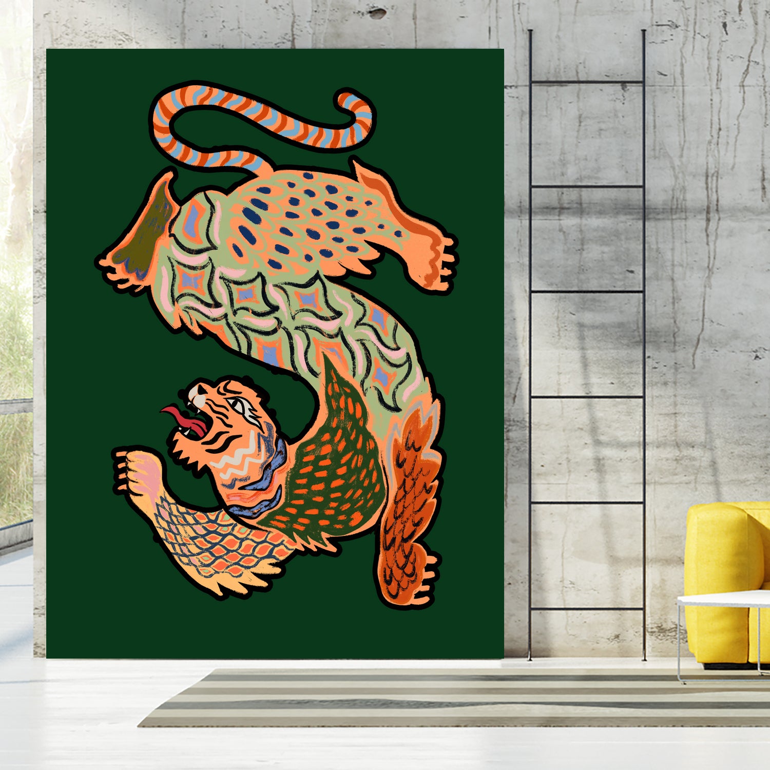 Asiantiger Green by Arty Guava on GIANT ART - illustration green background
