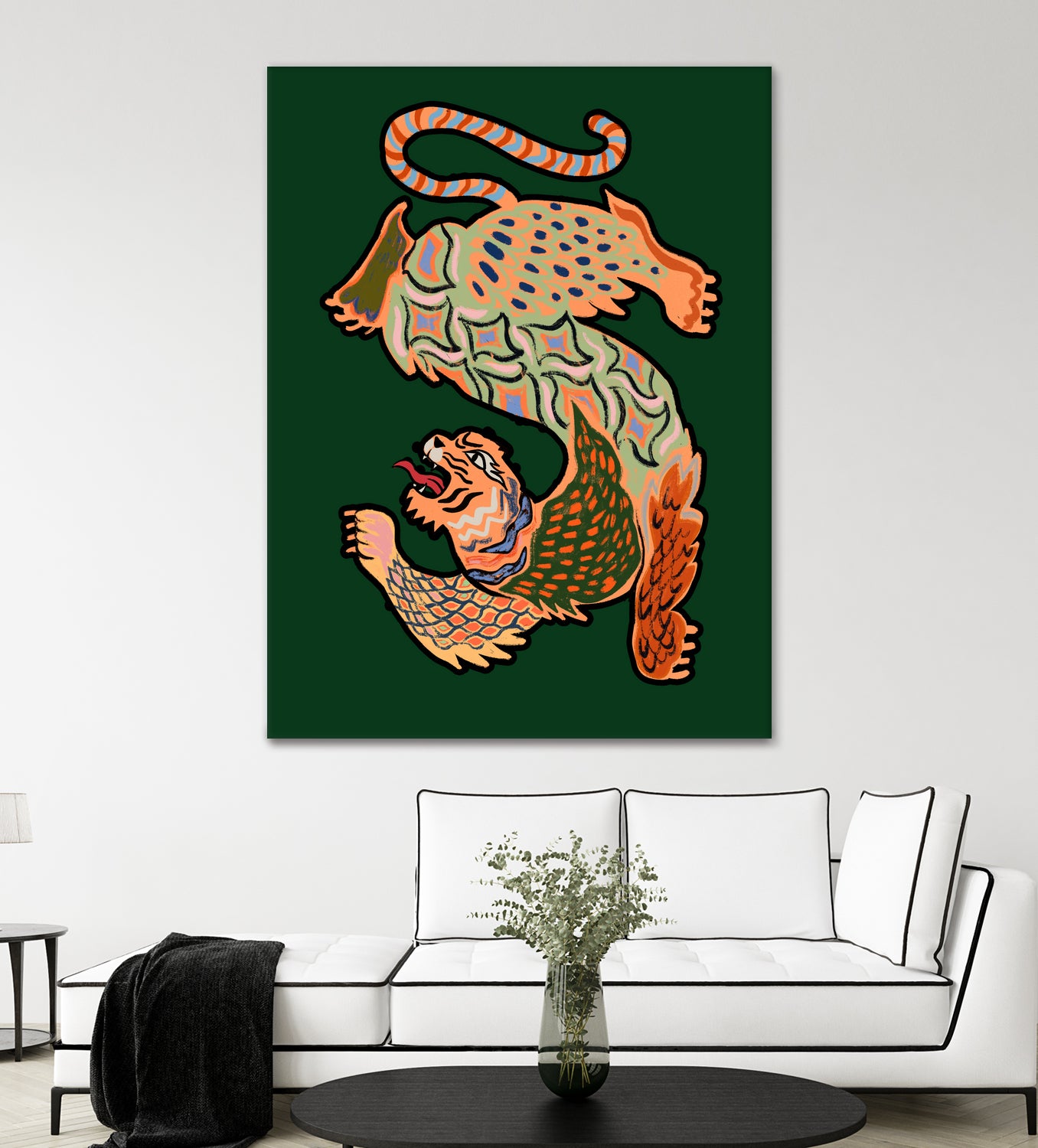 Asiantiger Green by Arty Guava on GIANT ART - illustration green background