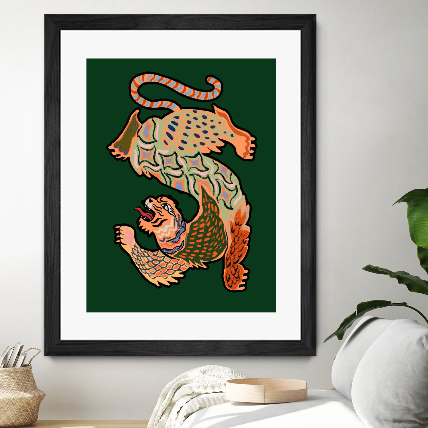 Asiantiger Green by Arty Guava on GIANT ART - illustration green background