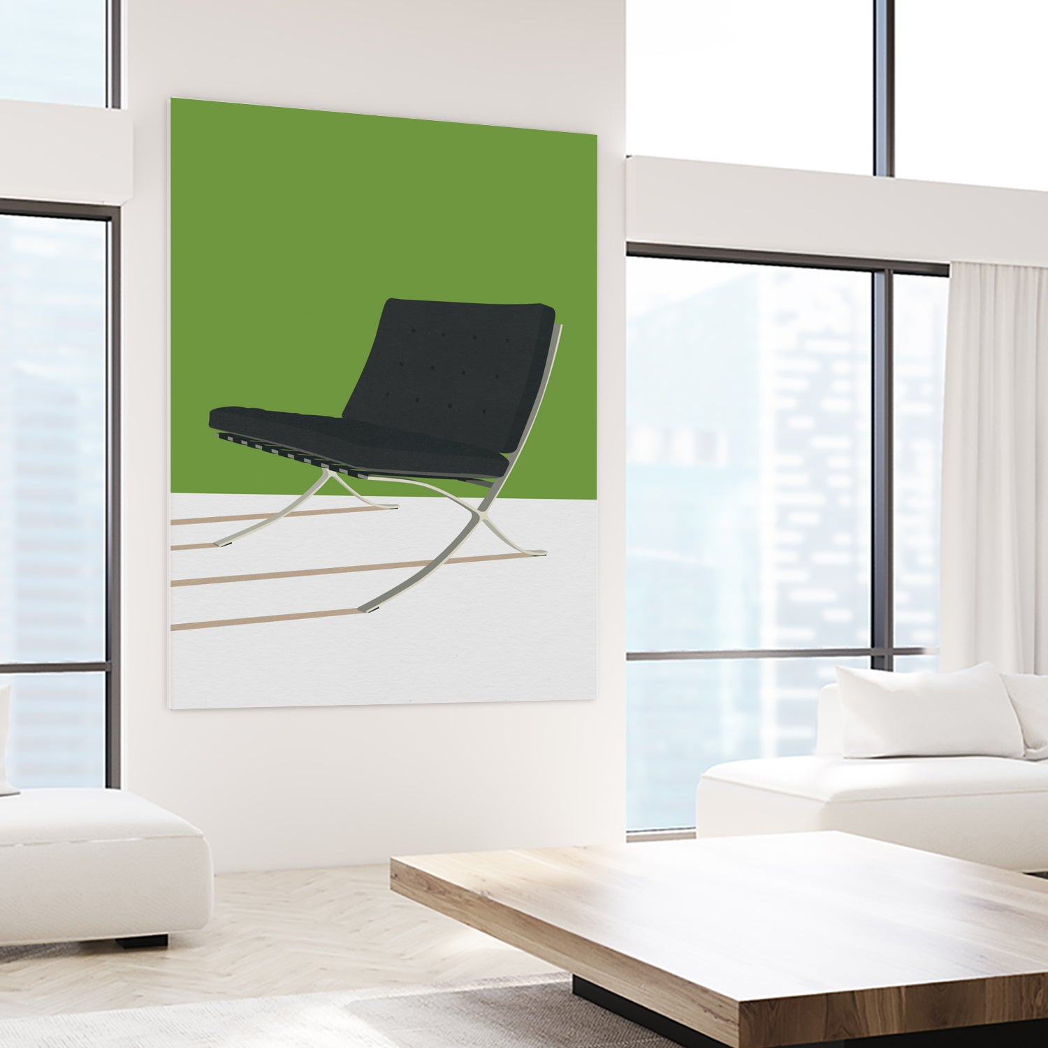 Barcelona Chair (Green Background) Mies Van Der Rohe by Rosi on GIANT ART