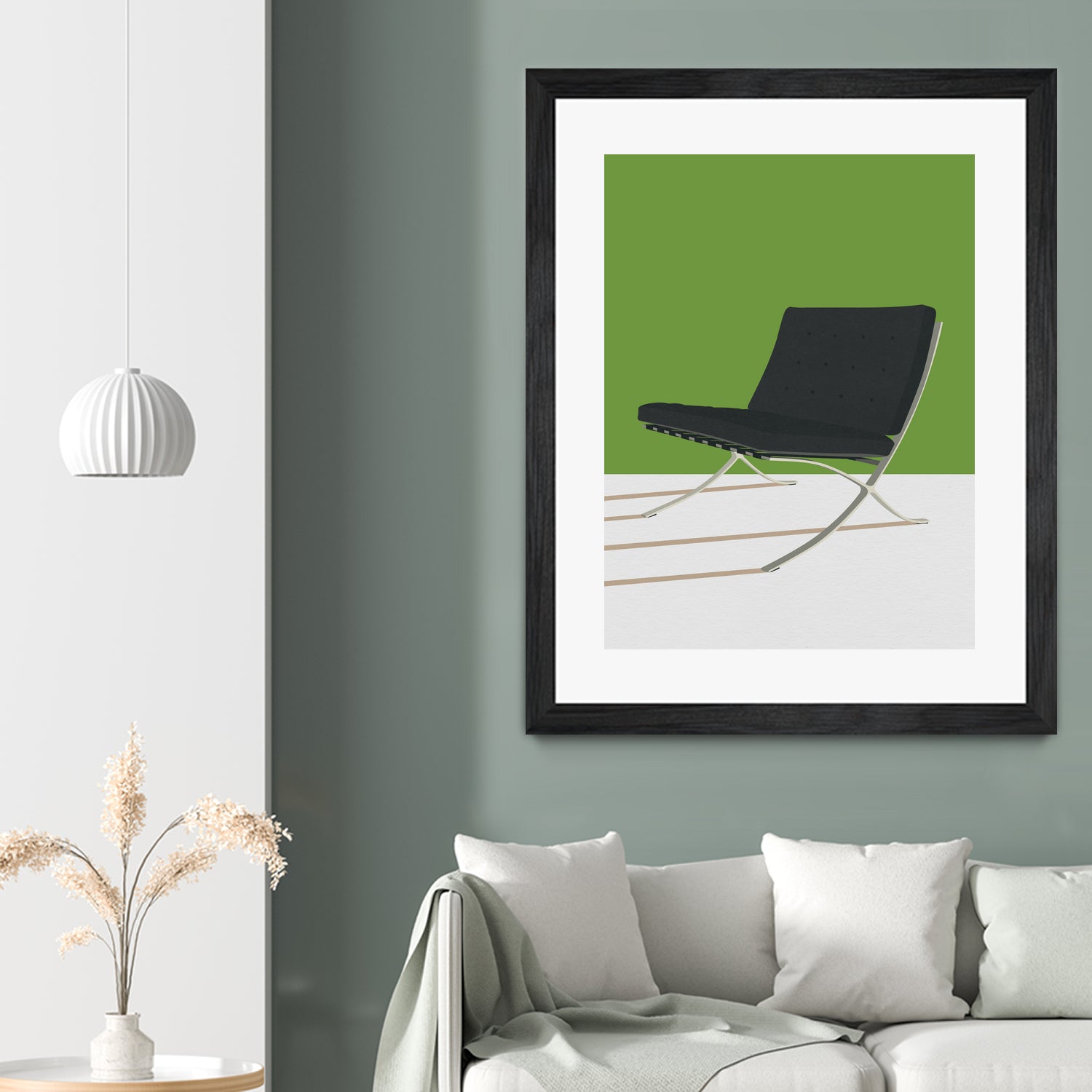 Barcelona Chair (Green Background) Mies Van Der Rohe by Rosi on GIANT ART