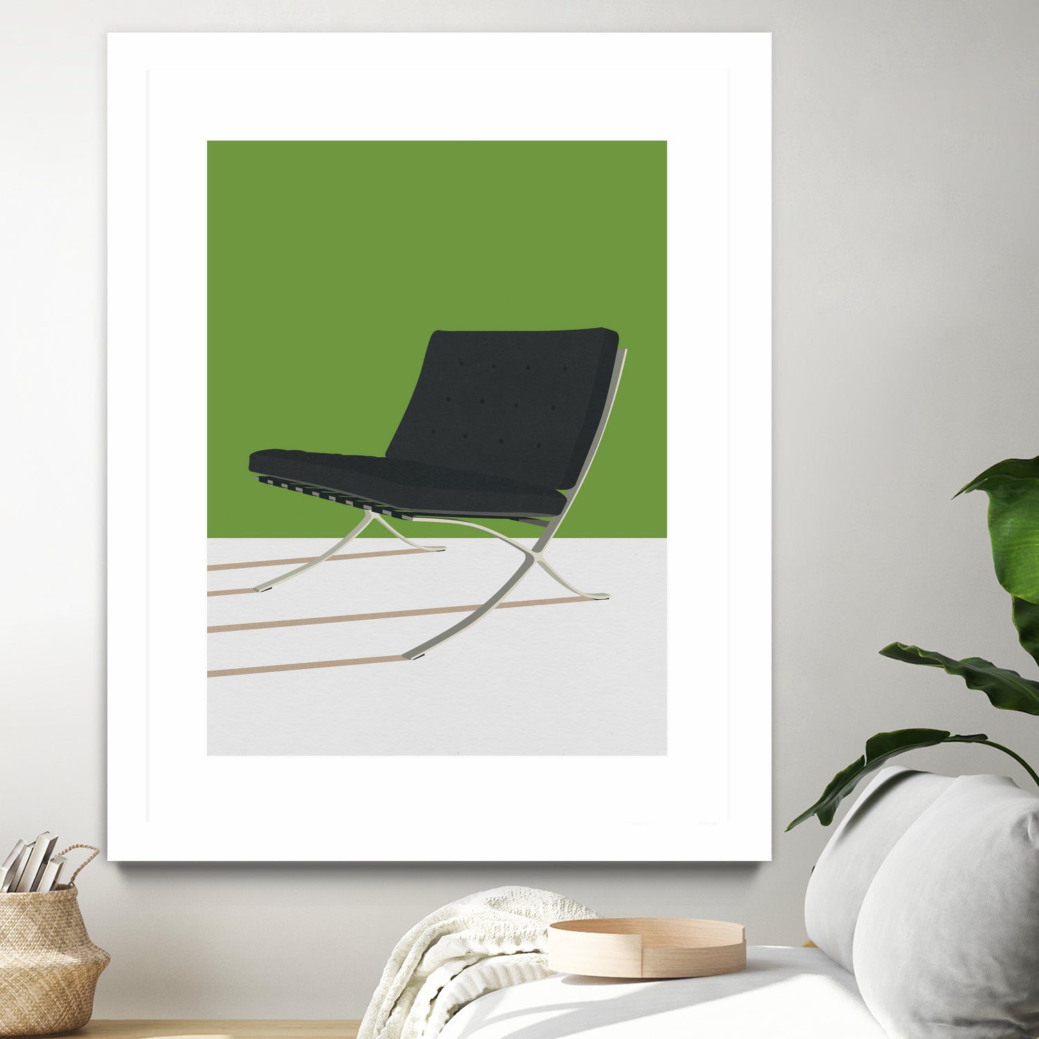 Barcelona Chair (Green Background) Mies Van Der Rohe by Rosi on GIANT ART