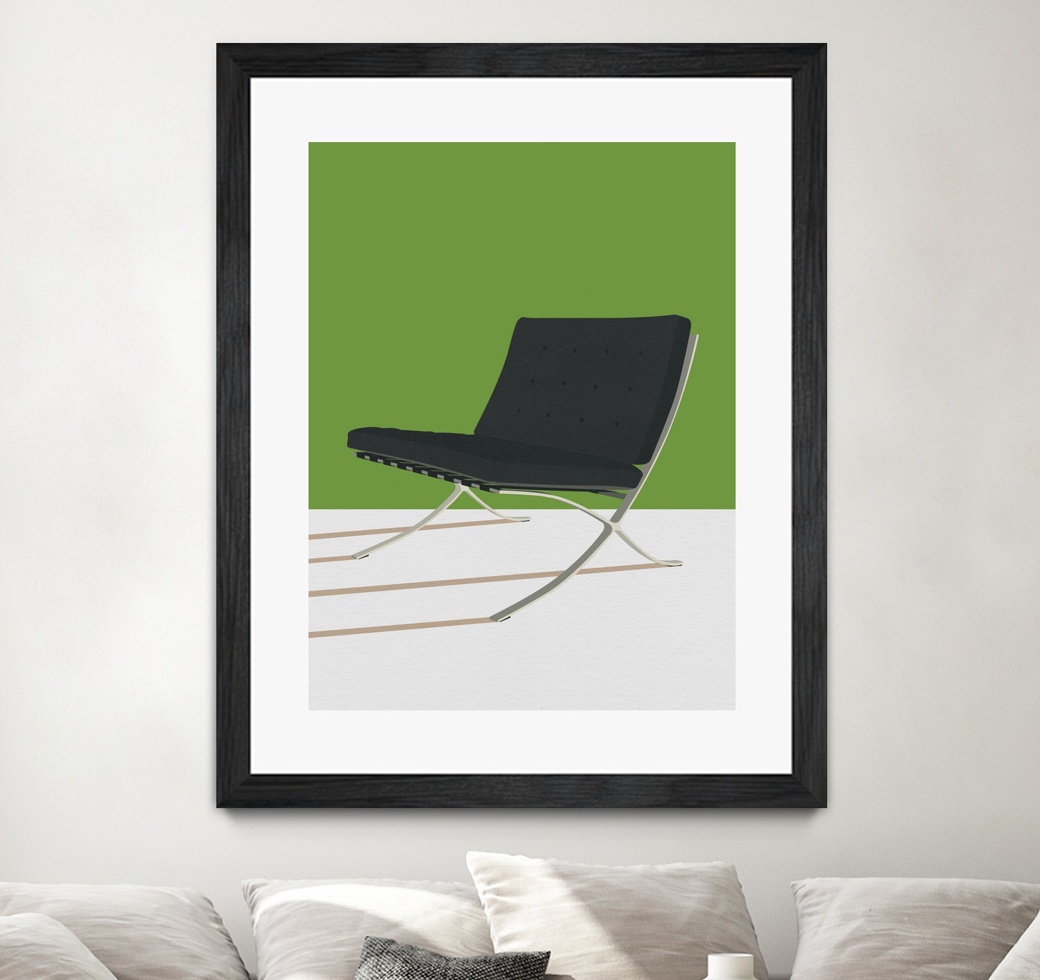 Barcelona Chair (Green Background) Mies Van Der Rohe by Rosi on GIANT ART