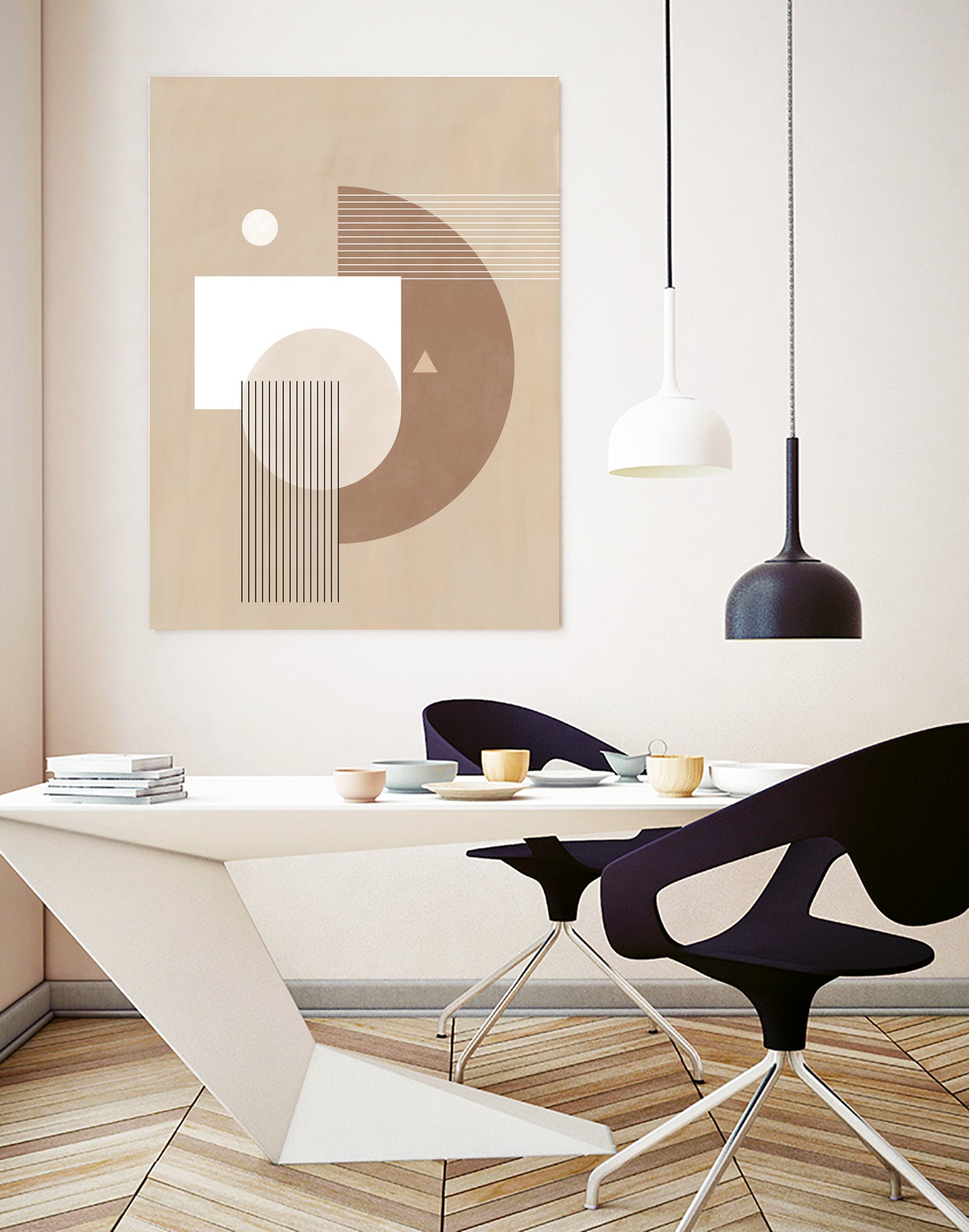 Neutral Semicircles Poster by Elena Ristova on GIANT ART - abstract abstract