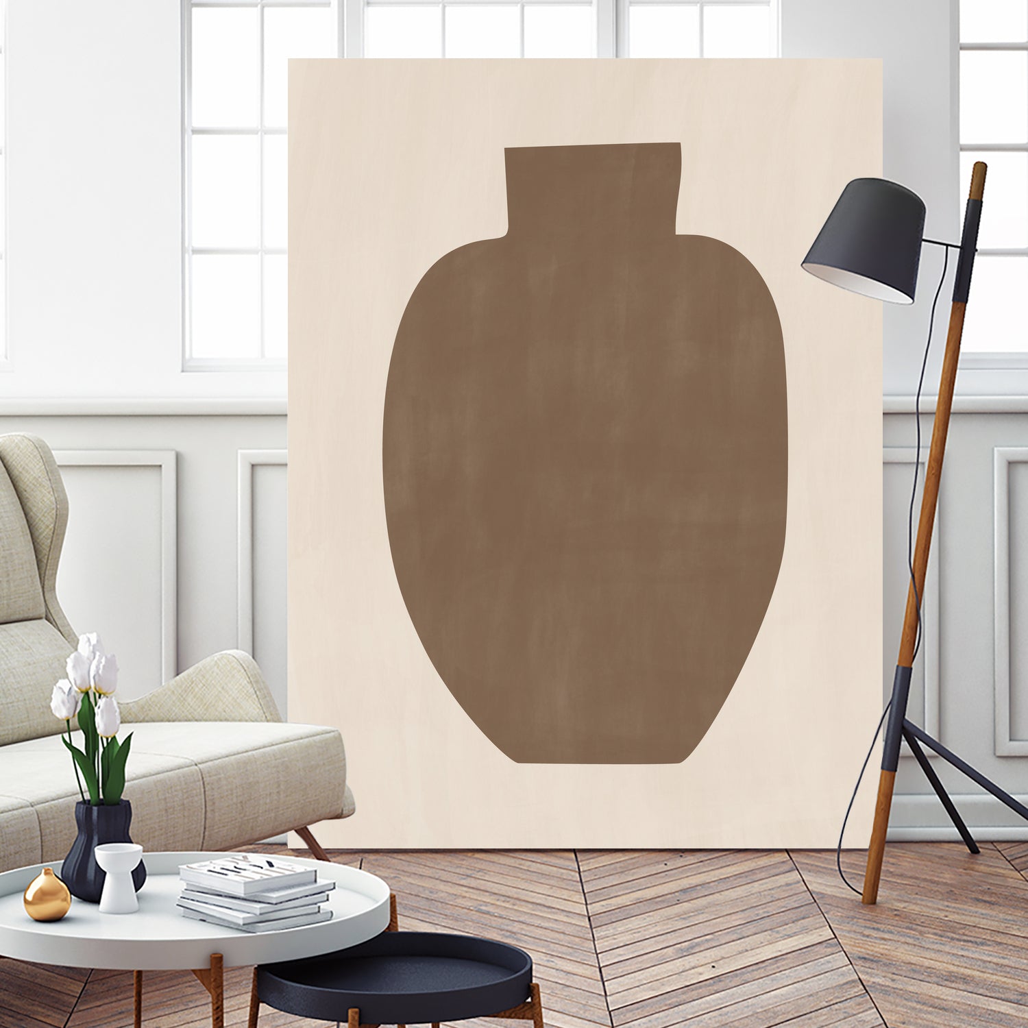 Brown Silhouette of a Vase by Elena Ristova on GIANT ART - minimalist art abstract minimalist art