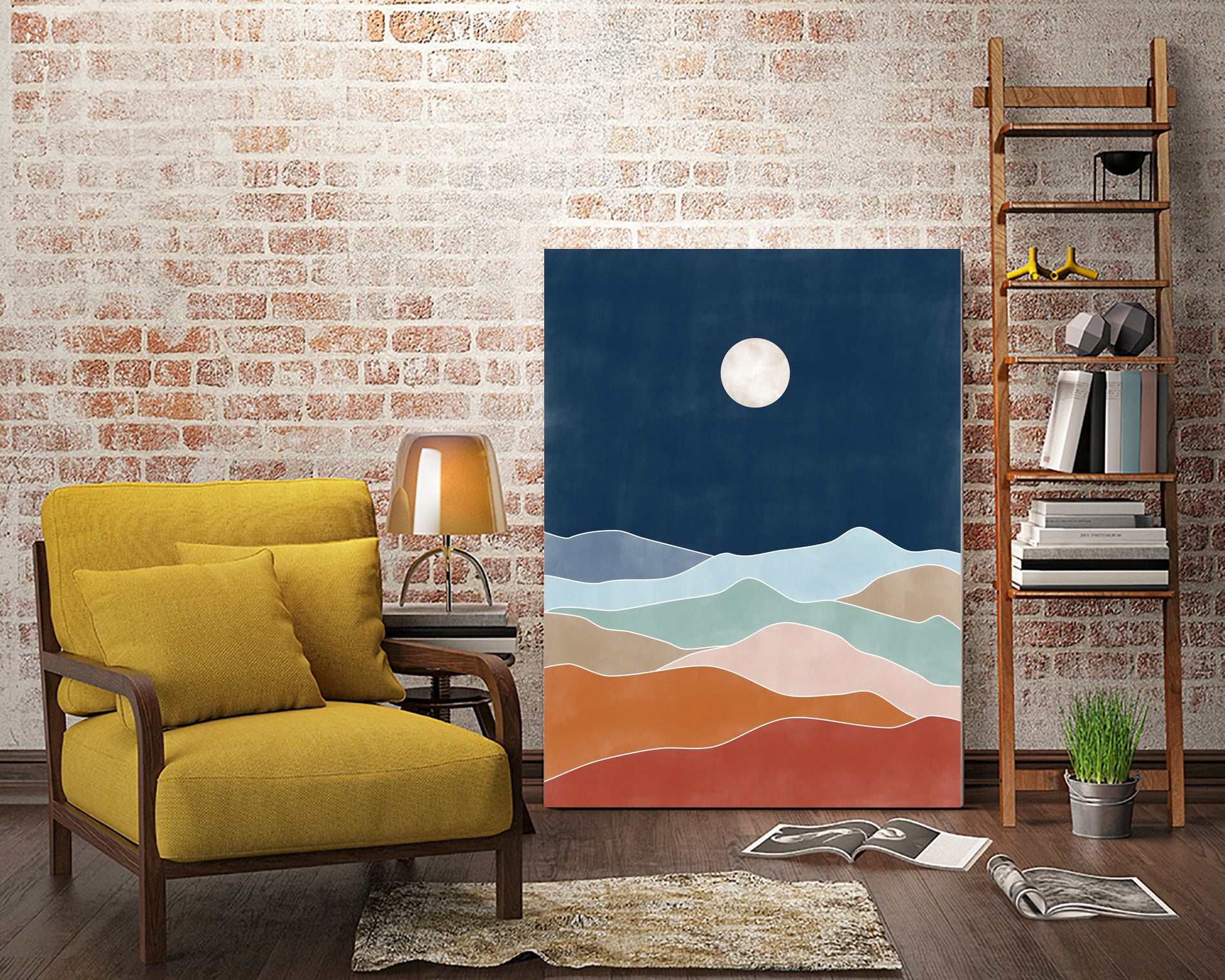 Moonlit Hill Scape by Elena Ristova on GIANT ART - abstract abstract